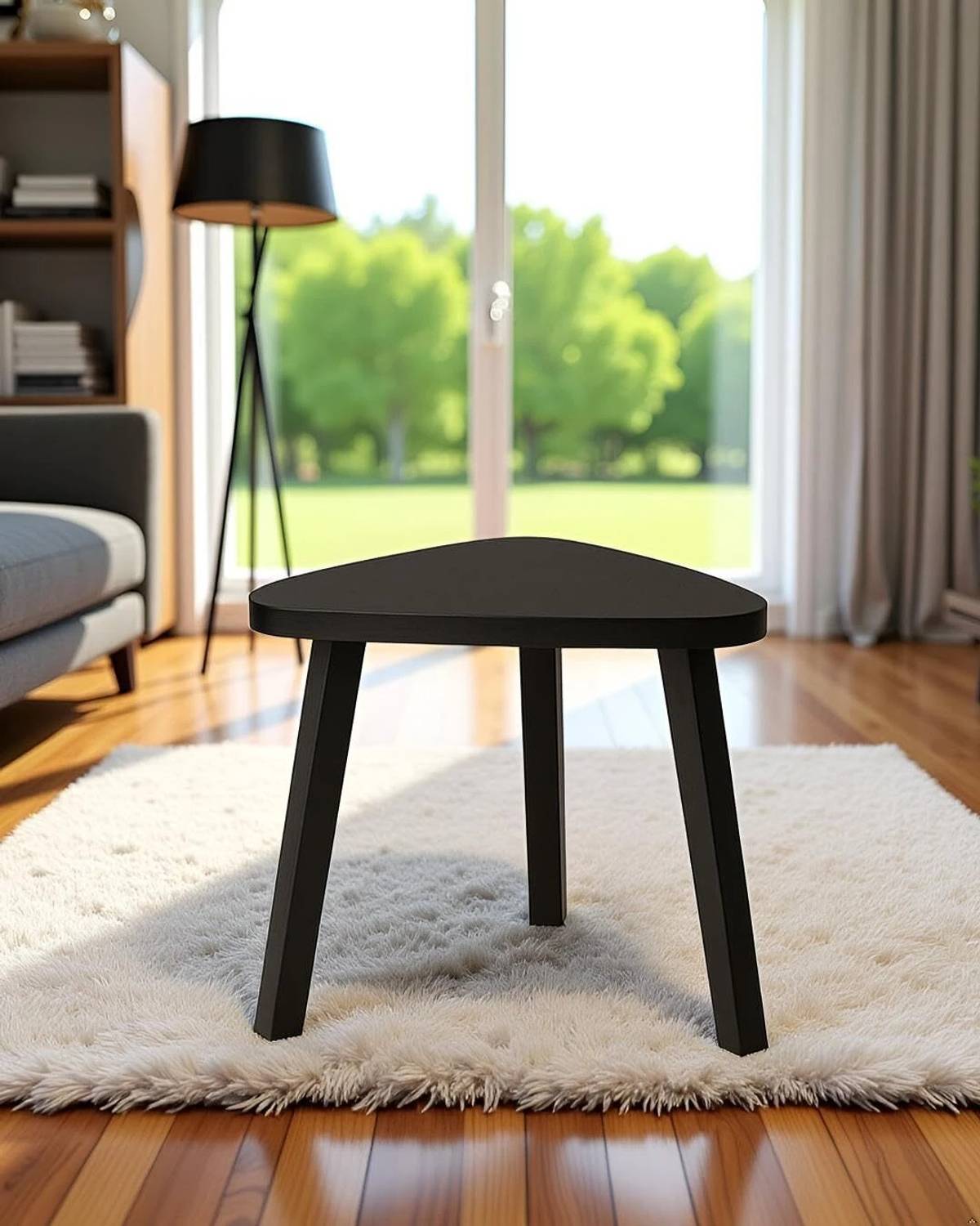 sbf furniture Solid Wood 3-Leg Triangle Side Table for Corner Spa
