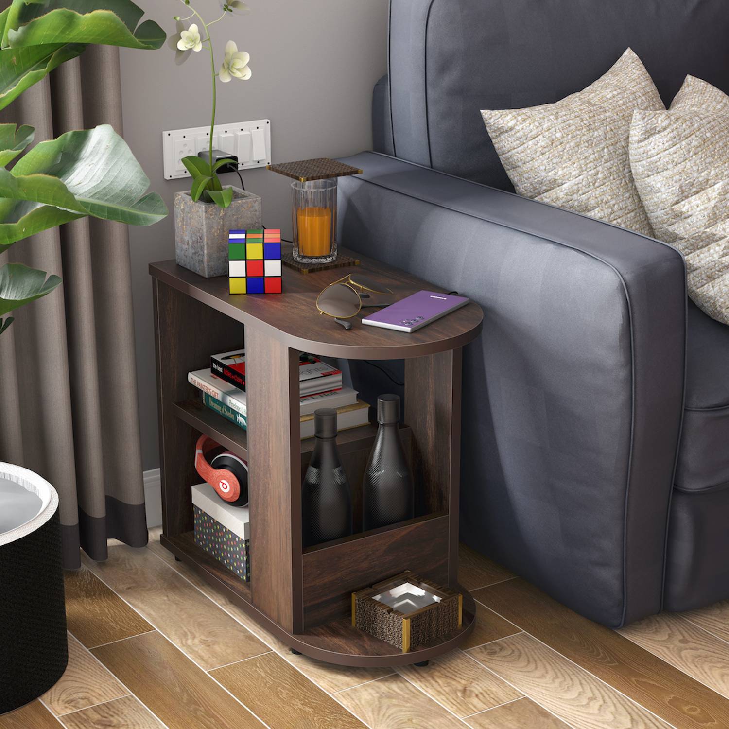 Studio Kook Bene Engineered Wood Side Table (Finish Color - Jungl