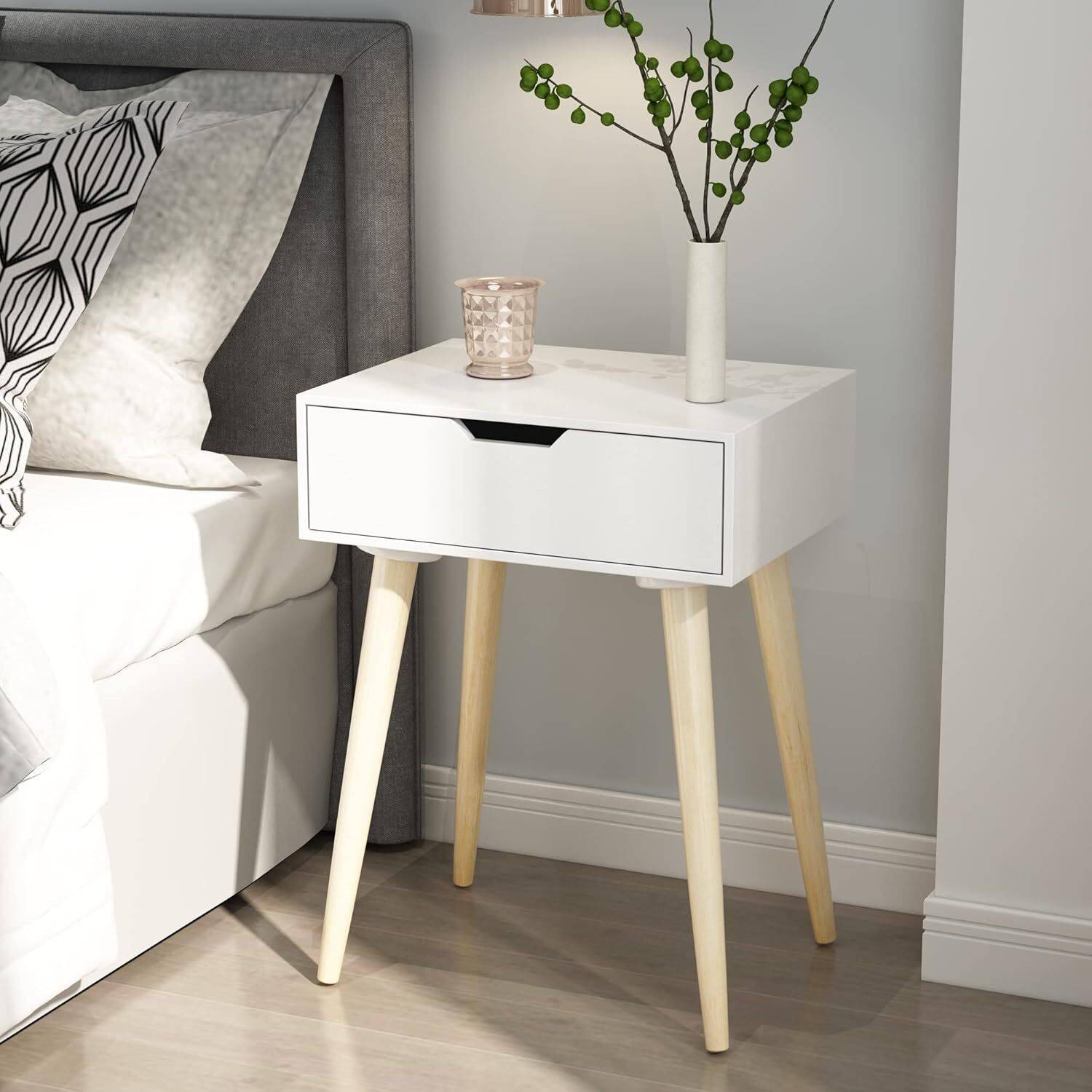 Device Bas with BROWN ART SHOPPEE Nightstands End Side Table with