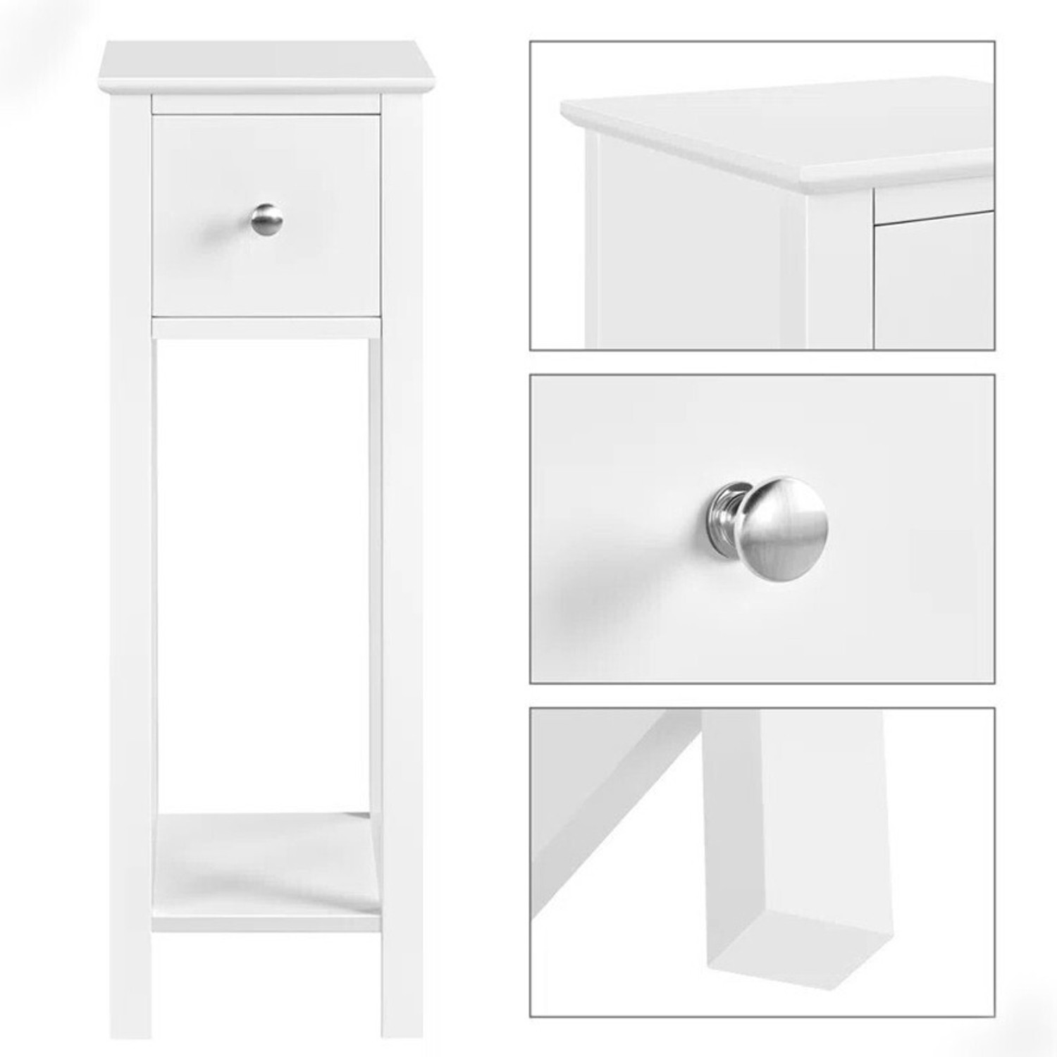 Image of UNITEK FURNITURE Astapor Bedside Table With Drawer Storage End Tables Night Stand Solid Wood Bedside Table
