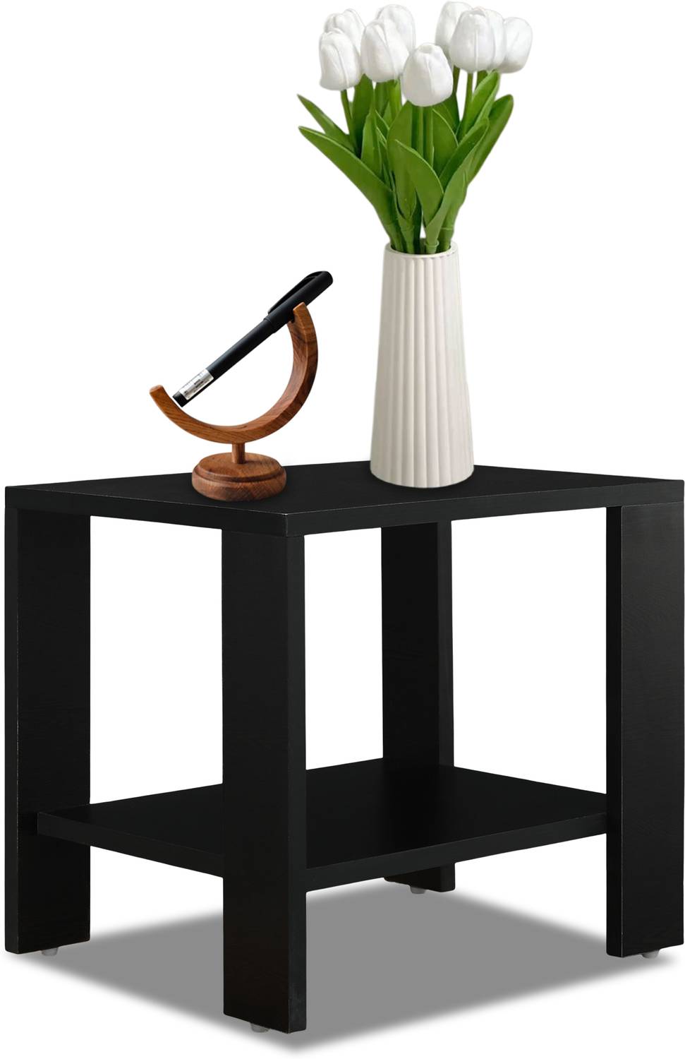 sbf furniture Engineered Wood Side Table (Finish Color - Black, D