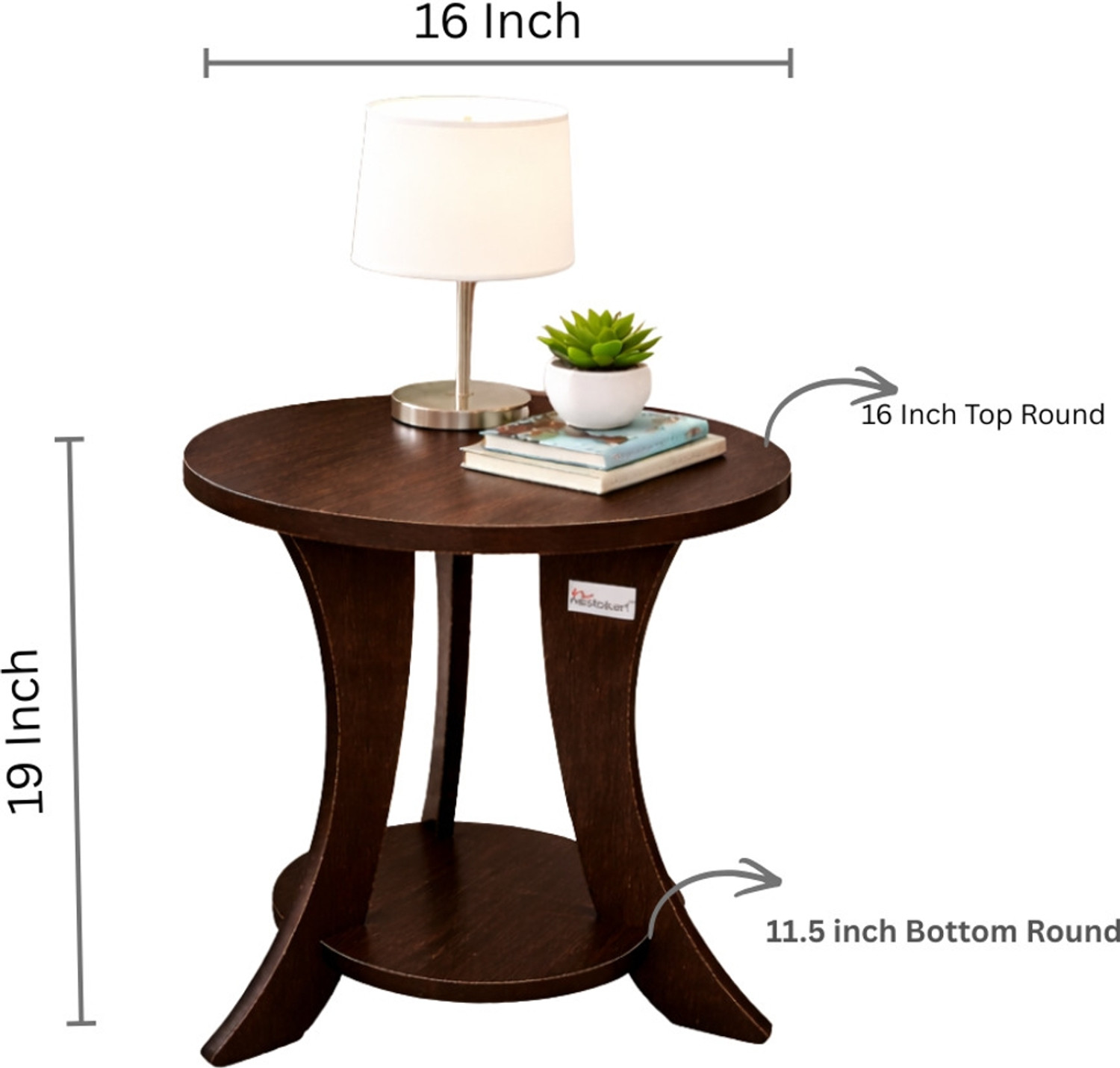 Image of Nestokart Round MDF Beside Table for Living Room & Bedroom | Coffee Table / Lamp Stand Engineered Wood Bedside Table