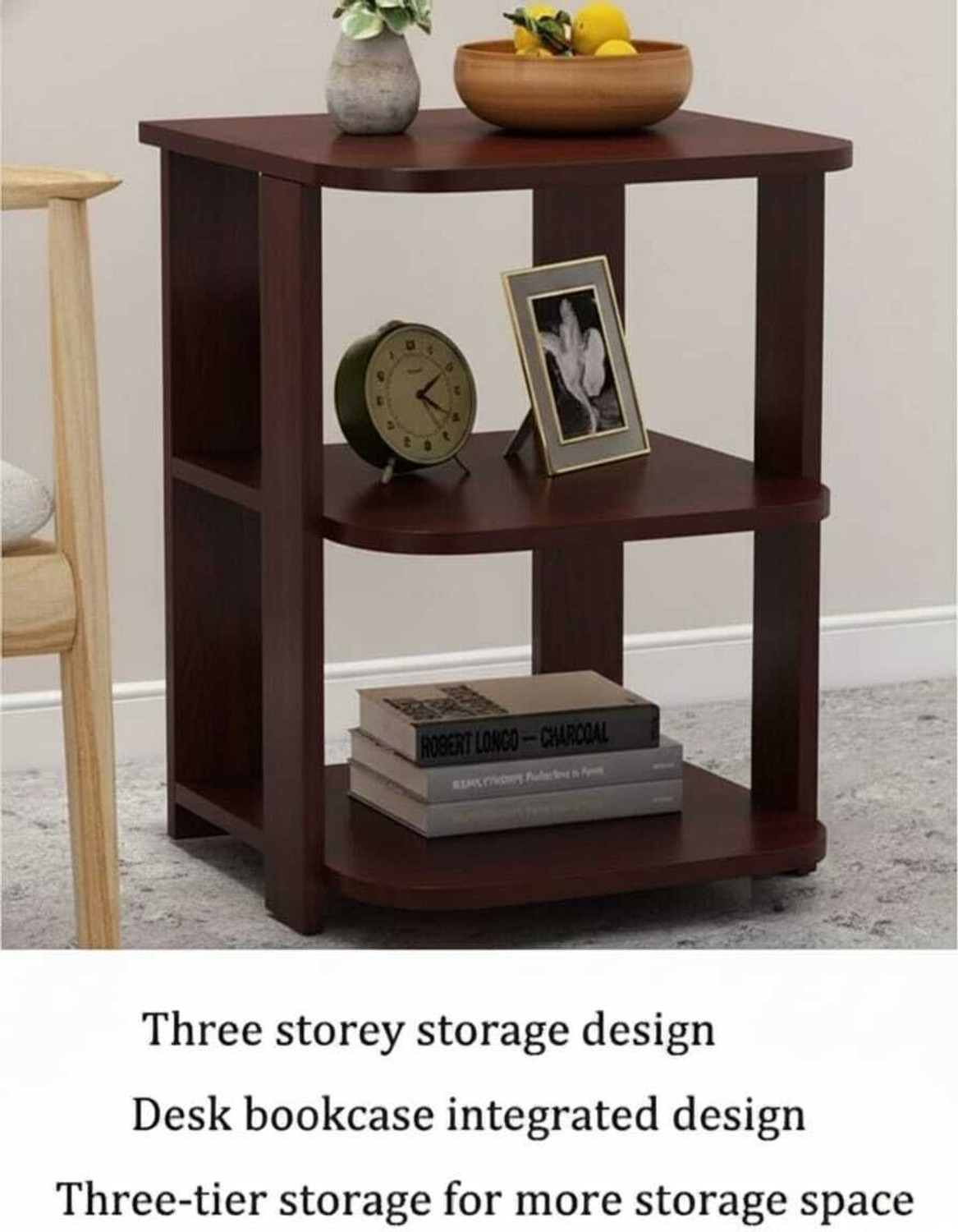 Image of DEION Modern Wooden Side Table for Bedroom & Living Room Engineered Wood Bedside Table