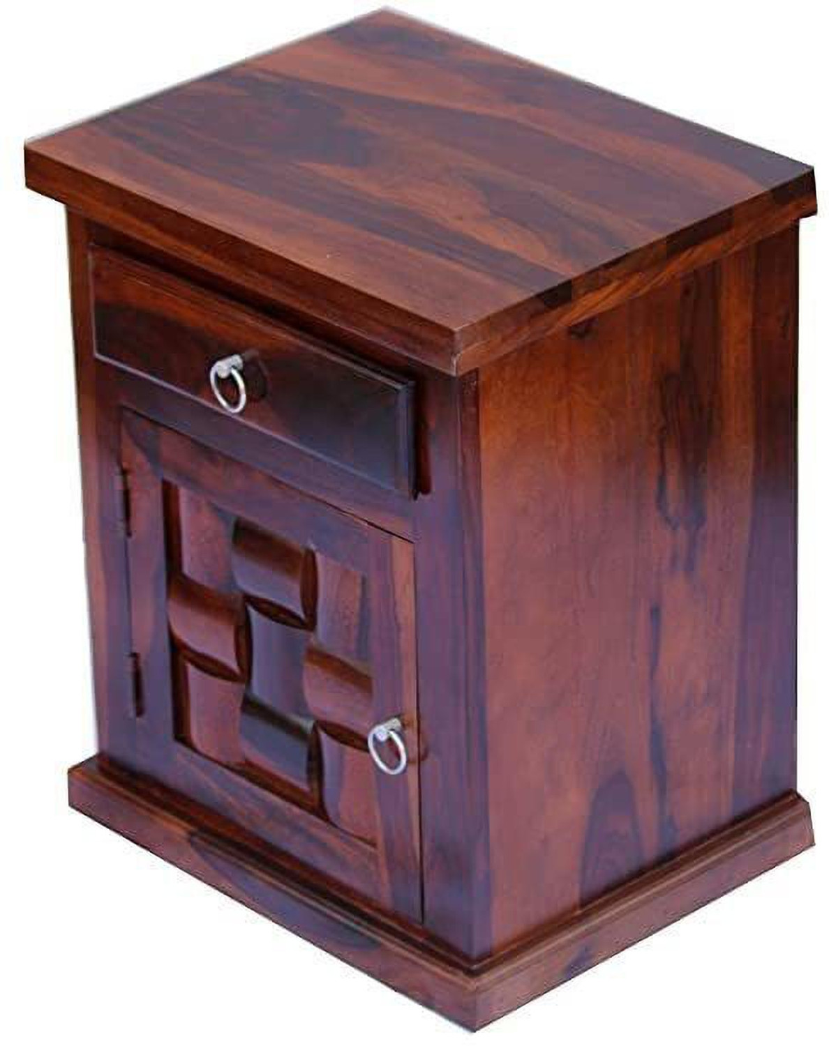 Image of Tannu Craft sheesham wood bedside table Solid wood 2 Drawer Night Lamp side table end Table Solid Wood Bedside Table