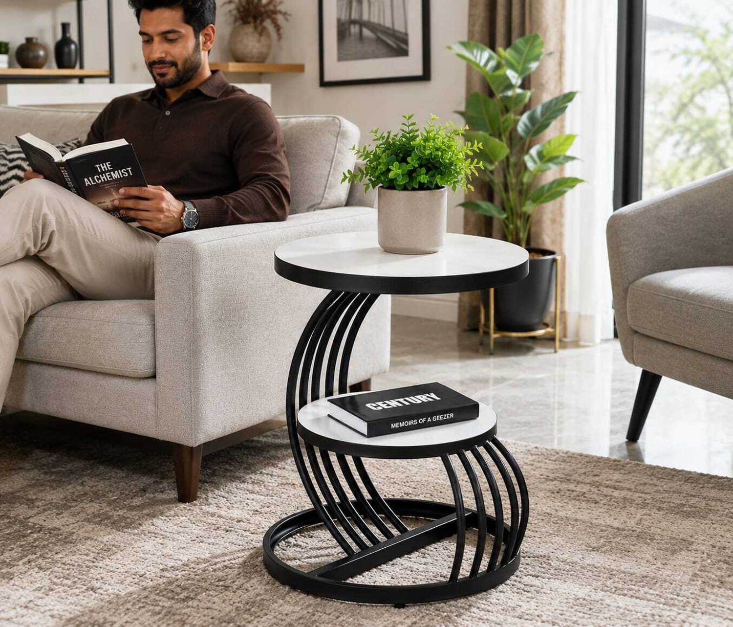 Image of Unique Arts Shoppee Stick & Sparks Modern Series Metal Side Table