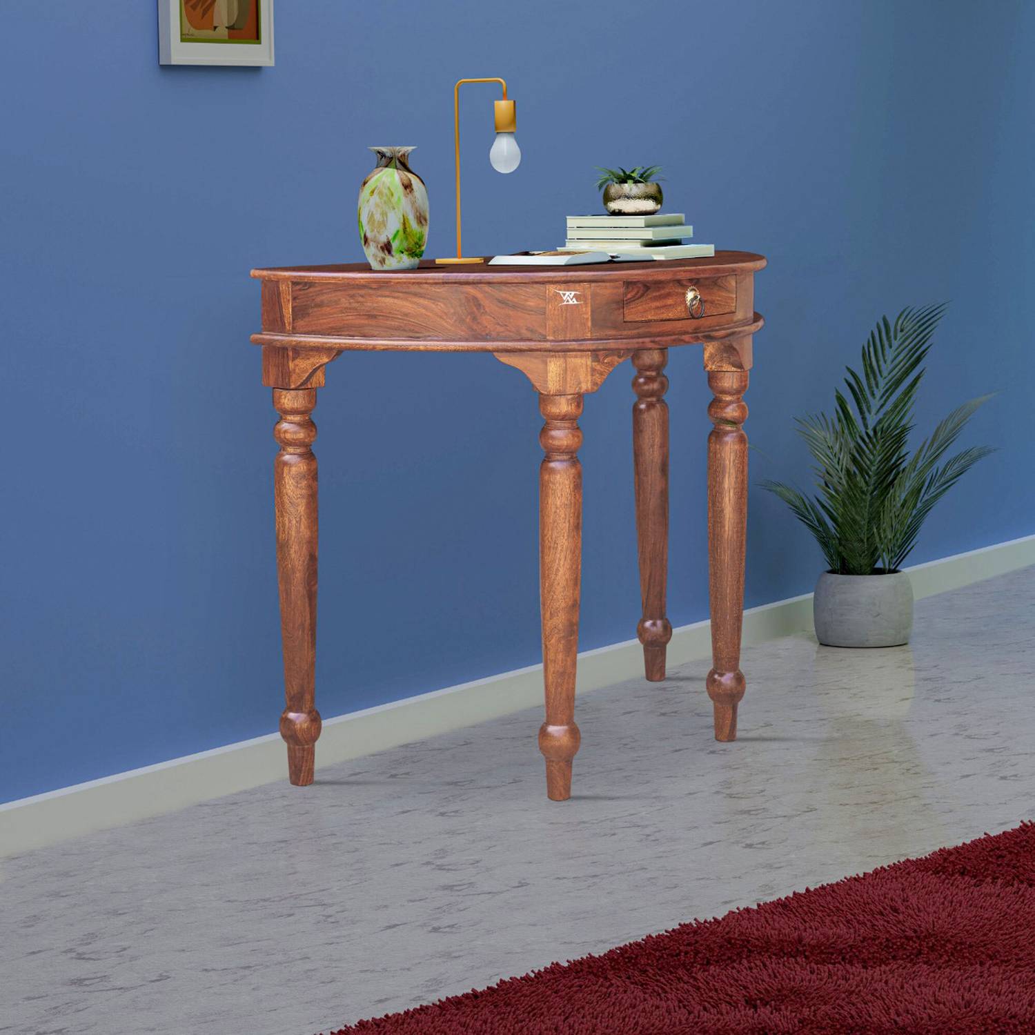 Rukmaajee Sheesham Wood Console Table With Storage For Bedroom, L