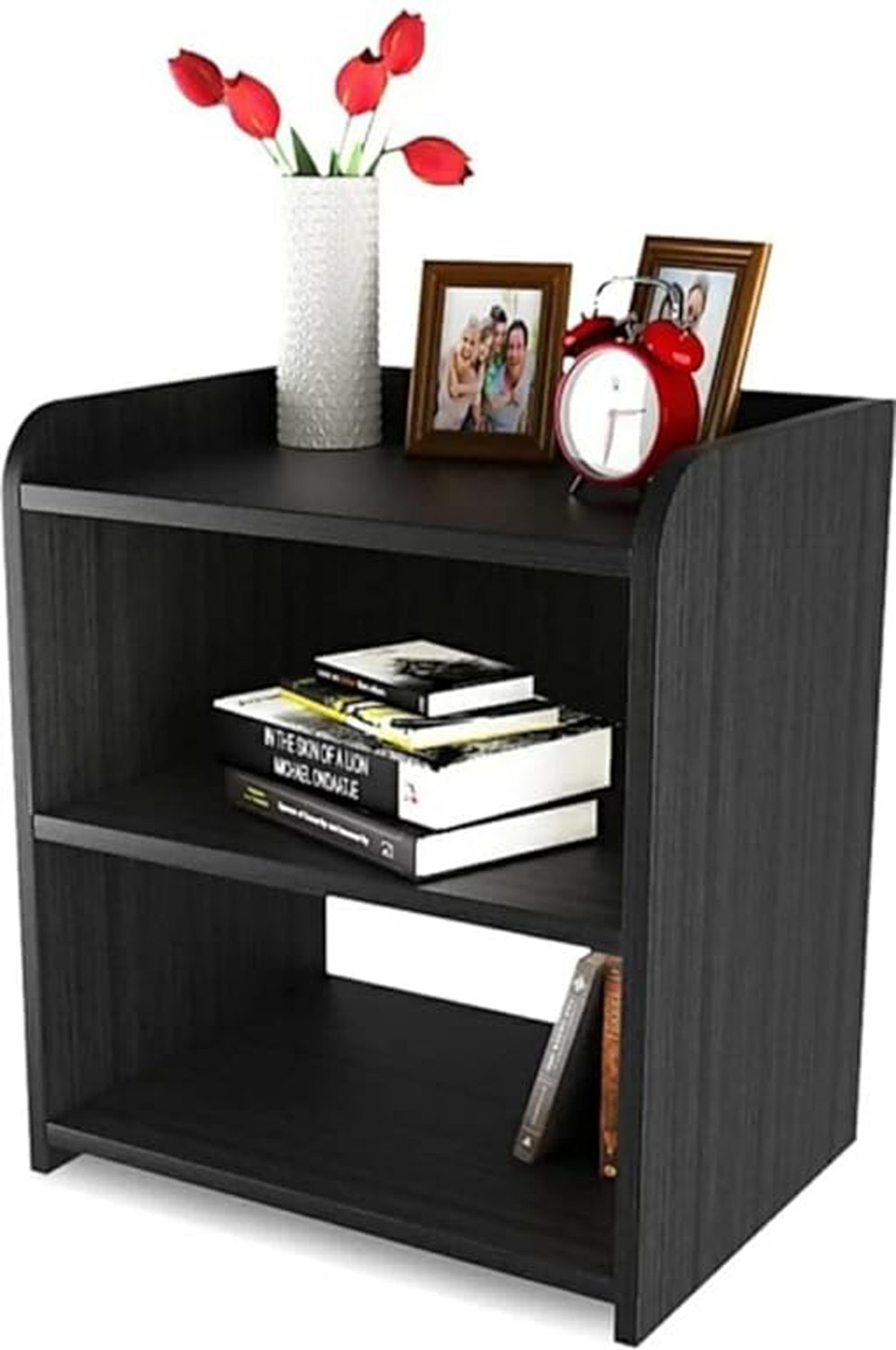 Image of ShaizR Art Bedside Table for Living Room or Bedroom and StorageTable (Color: Black) Engineered Wood Bedside Table