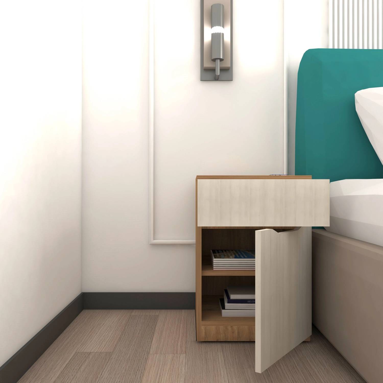 spacesbyU Sydeo with Drawer & Storage Engineered Wood Side Table