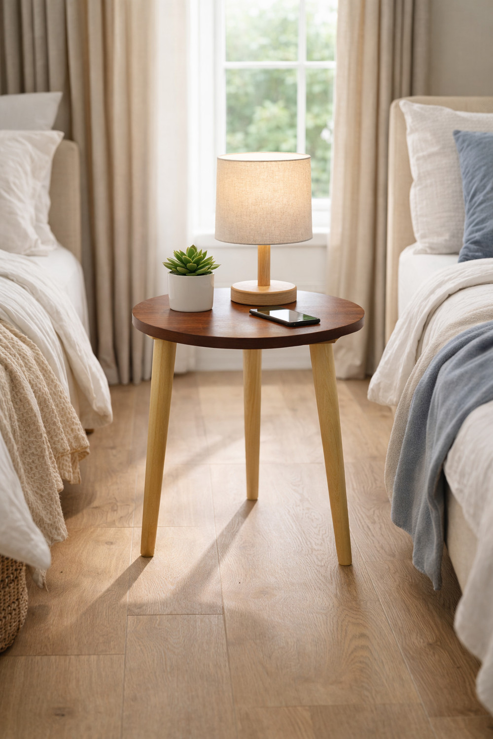 Image of A K Traders Small Round End Table MIni Table Side TableFaux Marble Top Solid Wood Side Table