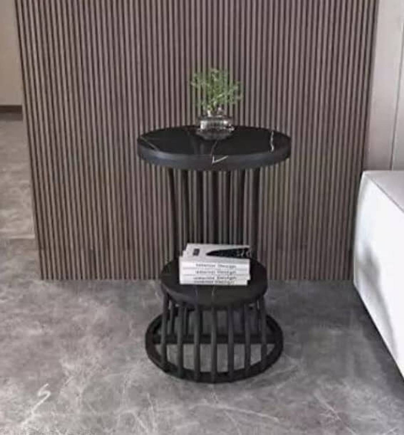 TRADITIONALCRAFT Beautiful Metal Round End Table with Wooden top,