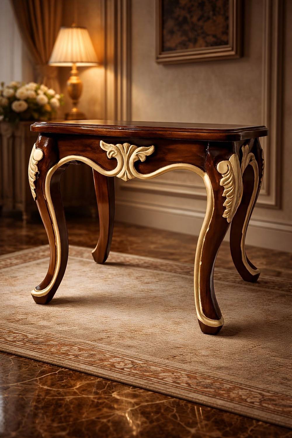 Elegant Wood Art Solid Wood Side Table (Finish Color - Dark Brown