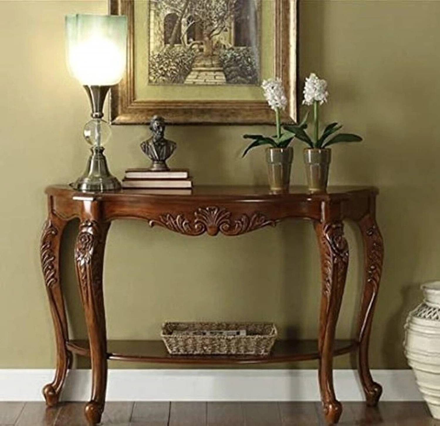 FURNISQUARE Premium Solid Wood Console Table - Modern Wooden Side