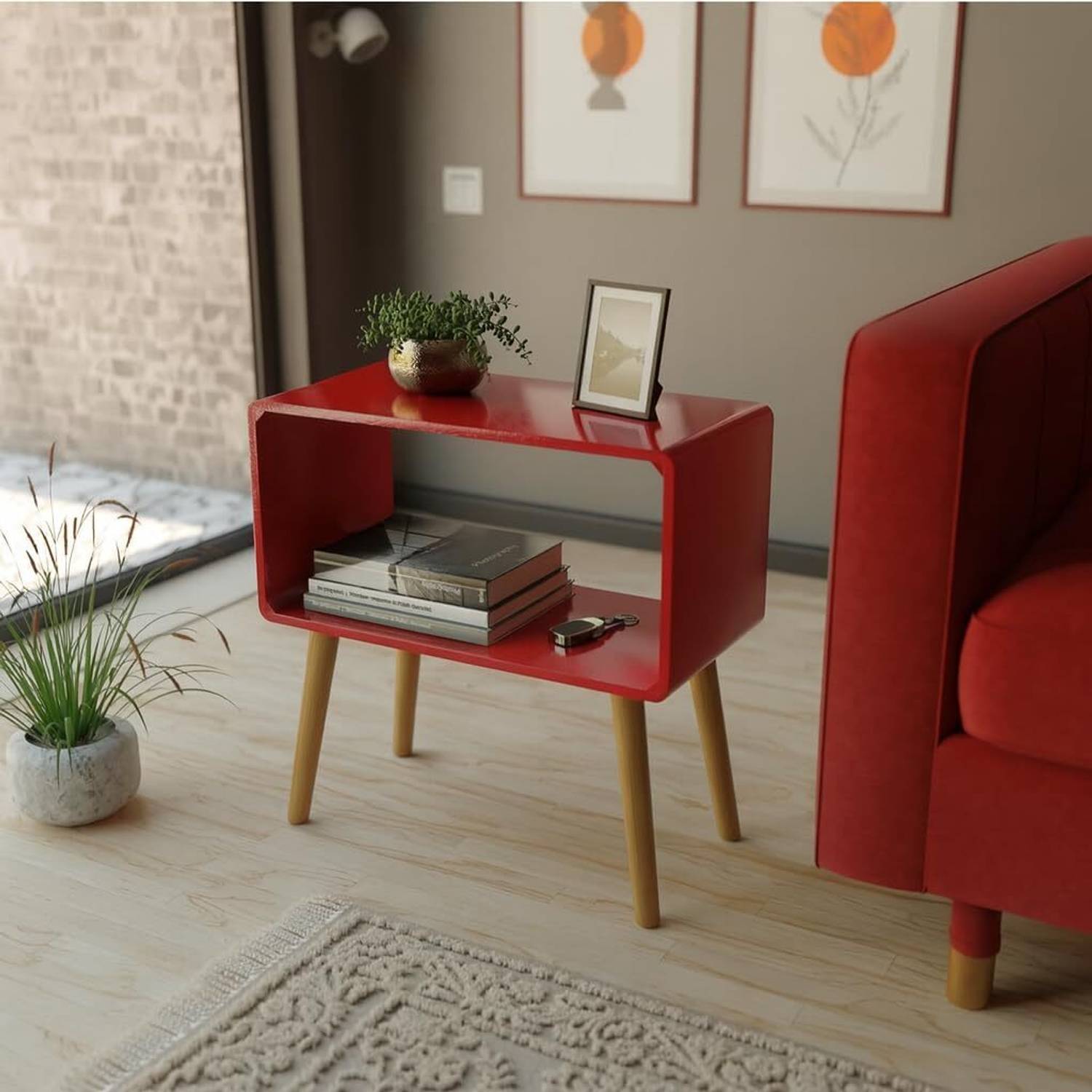 Ereteken ART Retro Bookcase Nightstand, End Table,Bed Side Engine