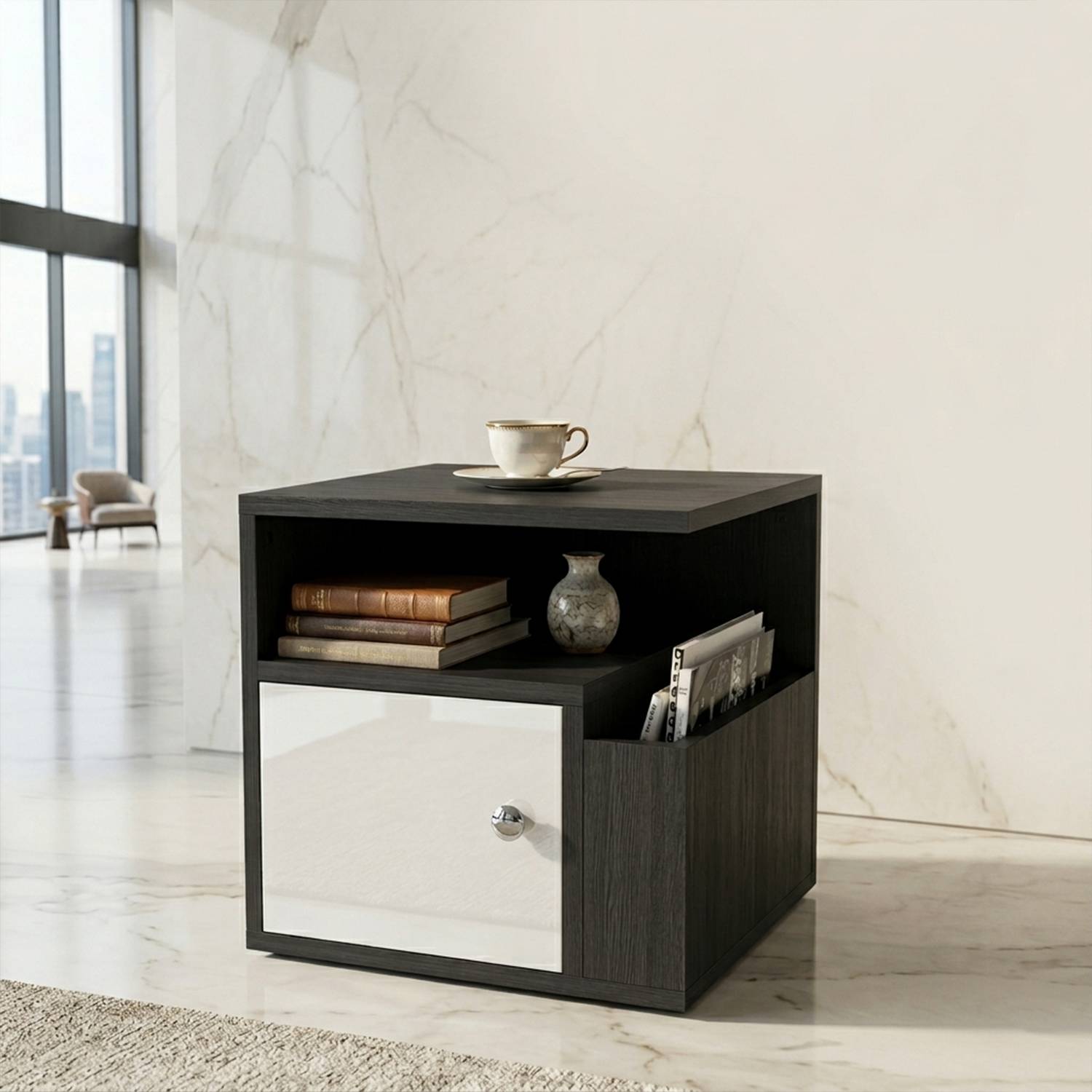 Bharat Lifestyle Cameroon Engineered Wood Side Table (Finish Colo