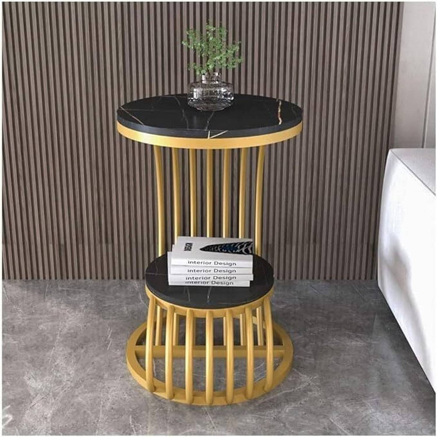 TRADITIONALCRAFT Beautiful Metal Round End Table with Wooden top,