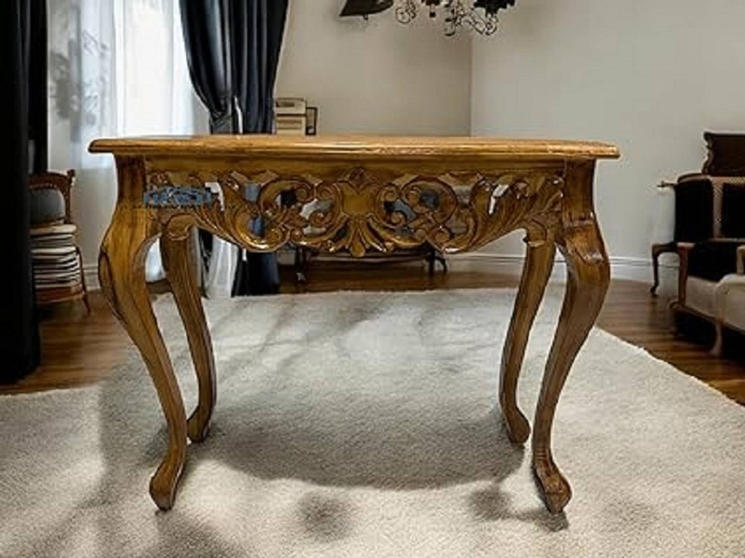 Home wood Wooden console in mango wood entryway table ( Gold ) So