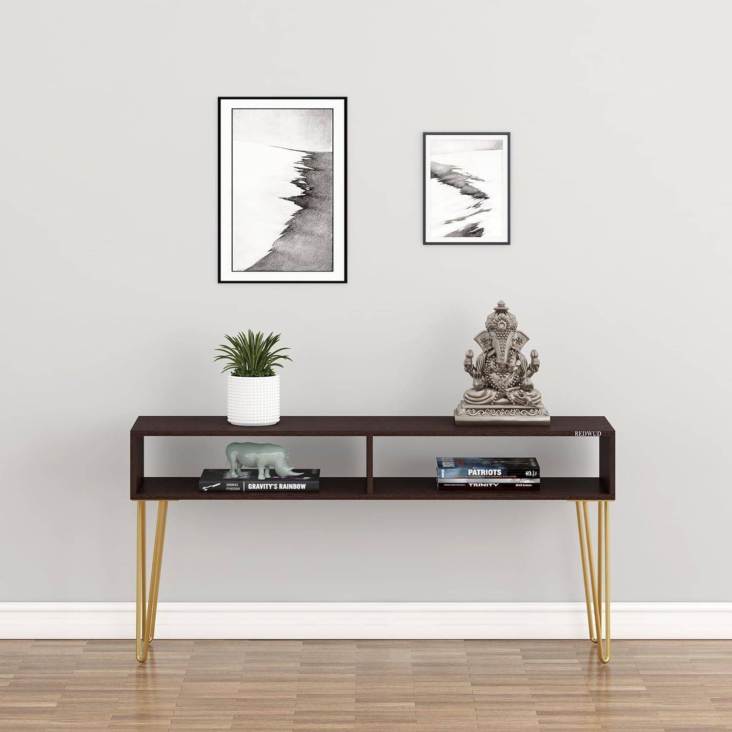 ANIKAA Hux Engineered Wood Console Table (Finish Color - Wenge/Go