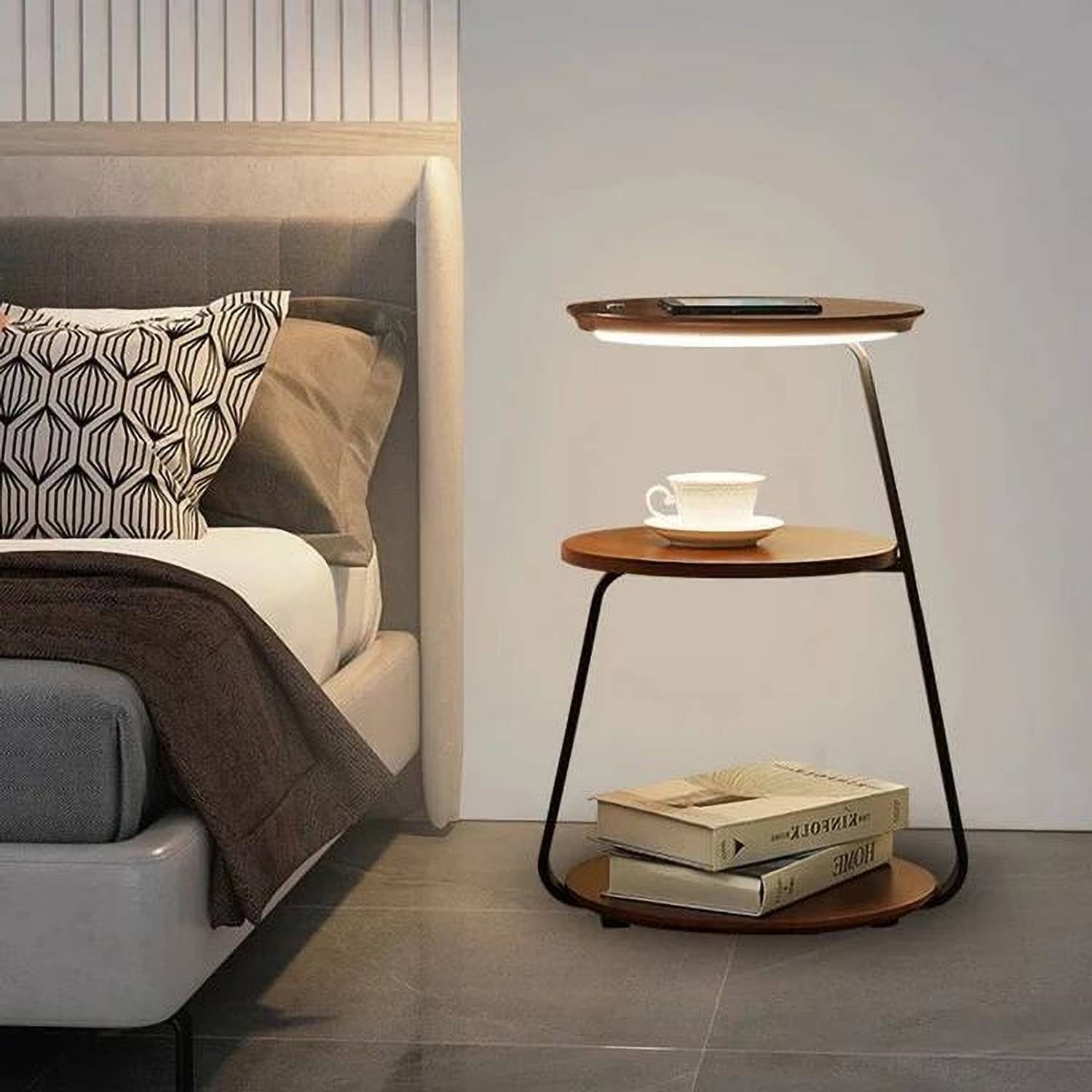 Woodensure Engineered Wood Bedside Table (Finish Color - Brown, D