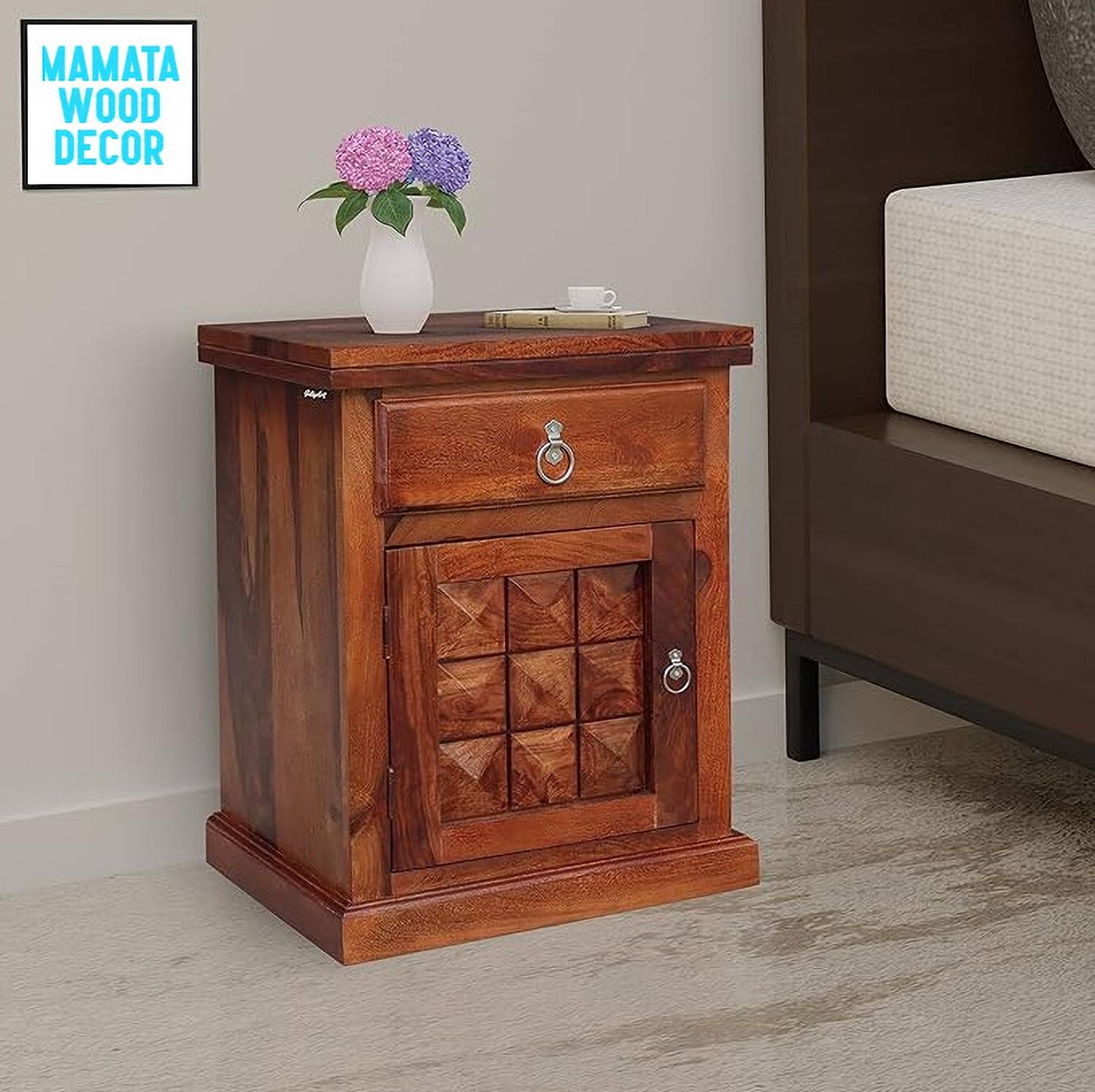 Mamata Wood Decor Sheesham Wood Bedside/End/ Side Table With Draw