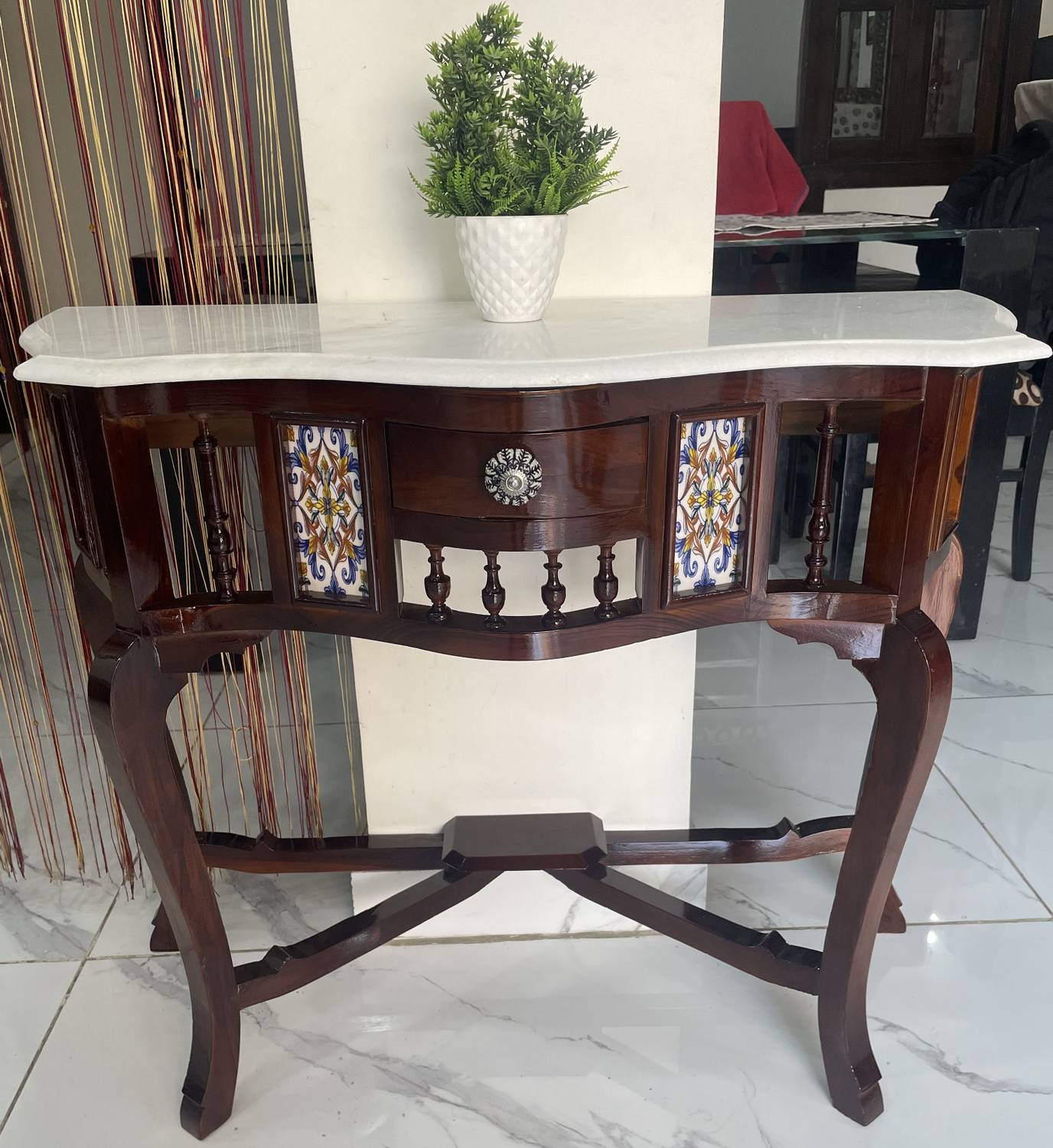QA Antique Handicraft Look Traditional Corner Console Table Solid
