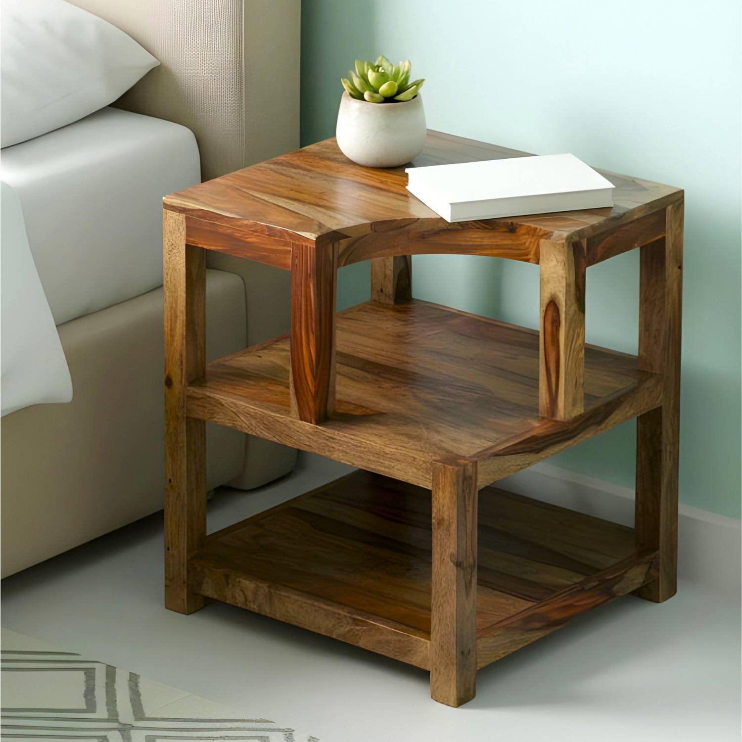 Ikiriya Rosewood (Sheesham) Solid Wood Bedside Table (Finish Colo