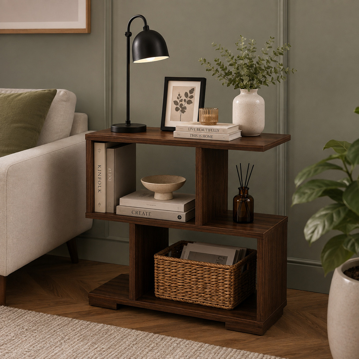 Image of takme Wooden Bedside Table | Modern Bedside Table For Bedrooms Engineered Wood Bedside Table
