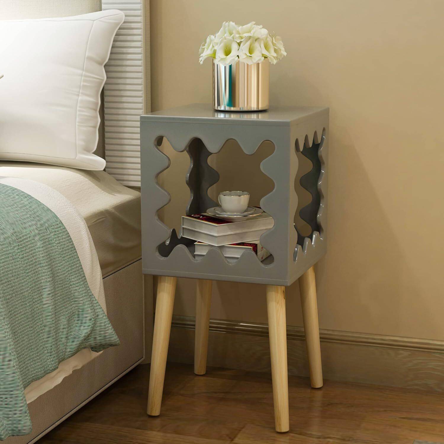 Device Bas with BROWN ART SHOPPEE Bookcase Nightstand Side End Ta