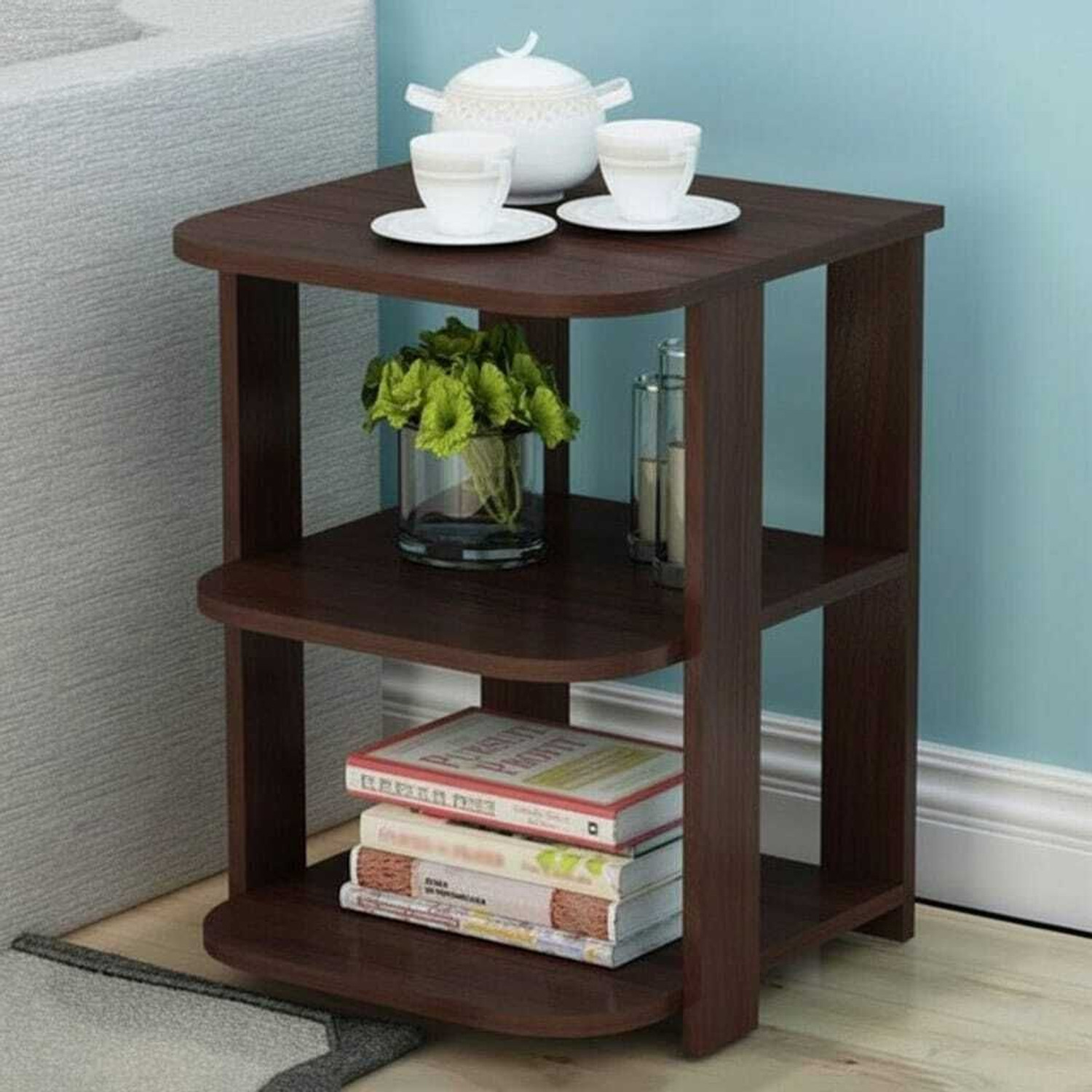 Image of DEION Modern Wooden Side Table for Bedroom & Living Room Engineered Wood Bedside Table