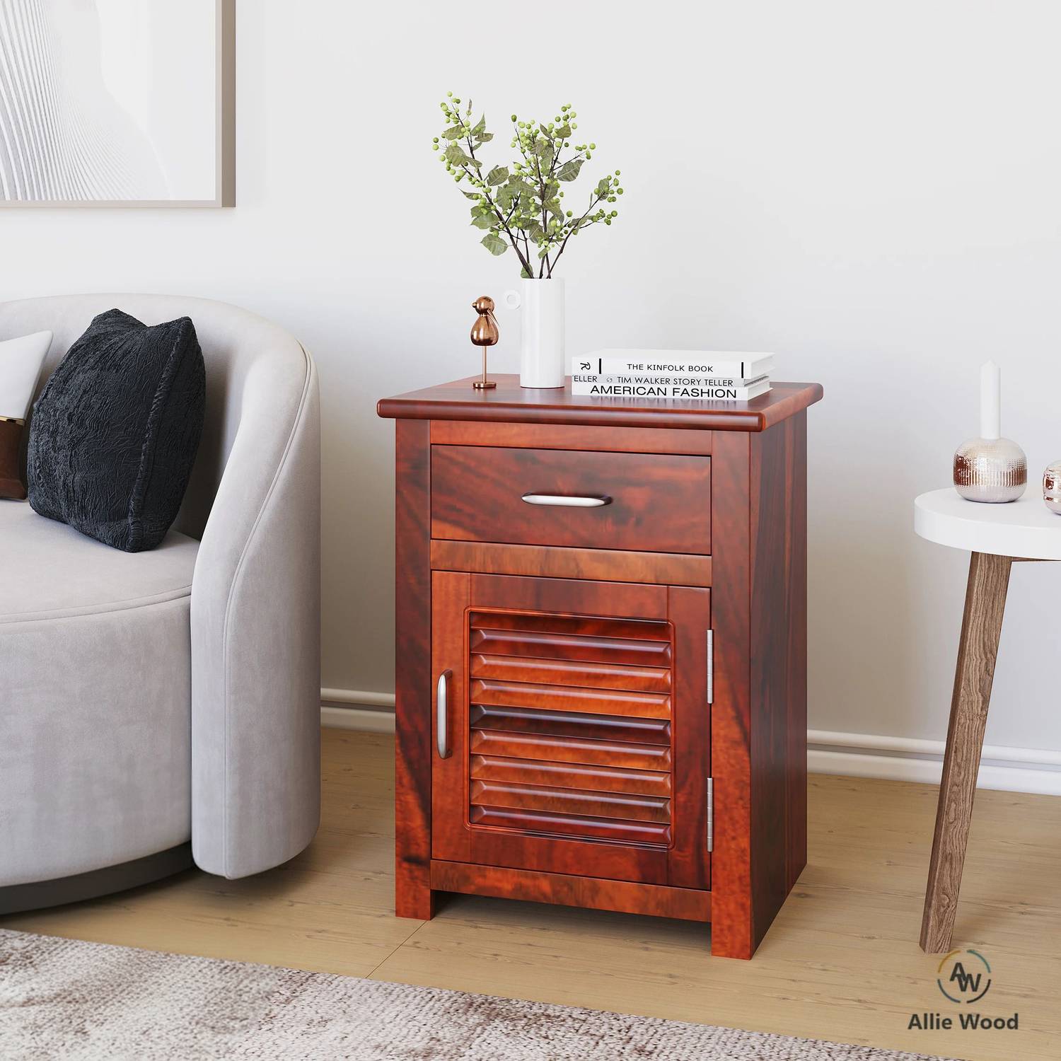 Allie Wood Rosewood (Sheesham) Solid Wood Side Table (Finish Colo