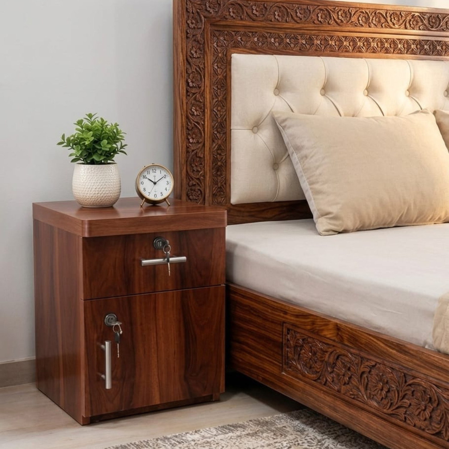 Image of MAHAKAL FURNITURE Engineered Wood Bedside Table