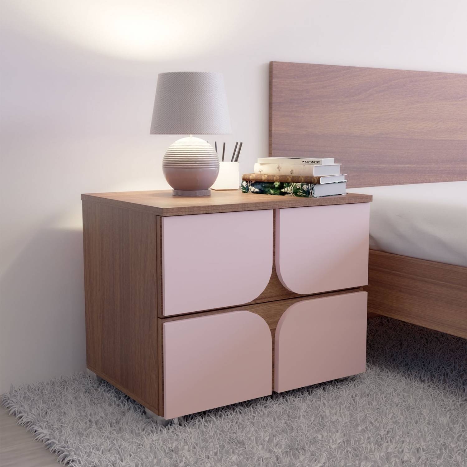 NEUDOT KRUGER Engineered Wood Bedside Table (Finish Color - TEAK,
