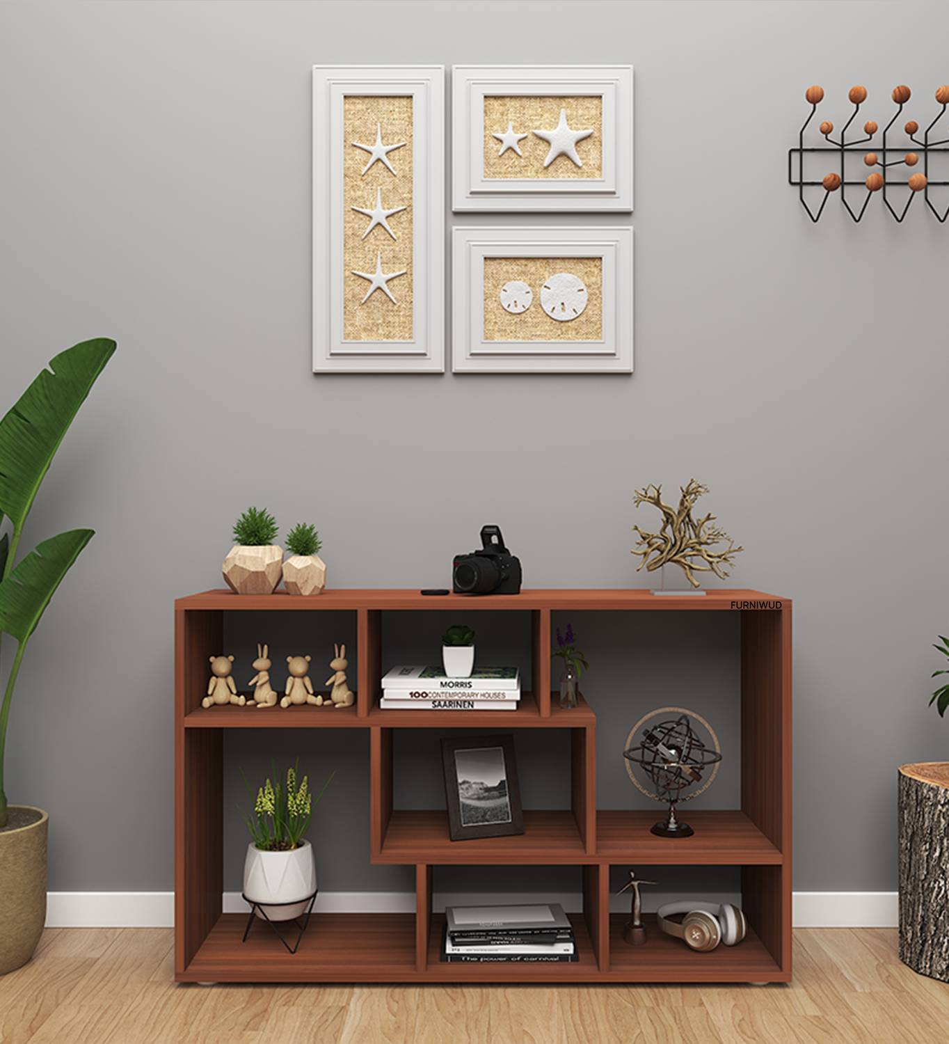 FURNIWUD Orry Engineered Wood Console Table (Finish Color - Walnu
