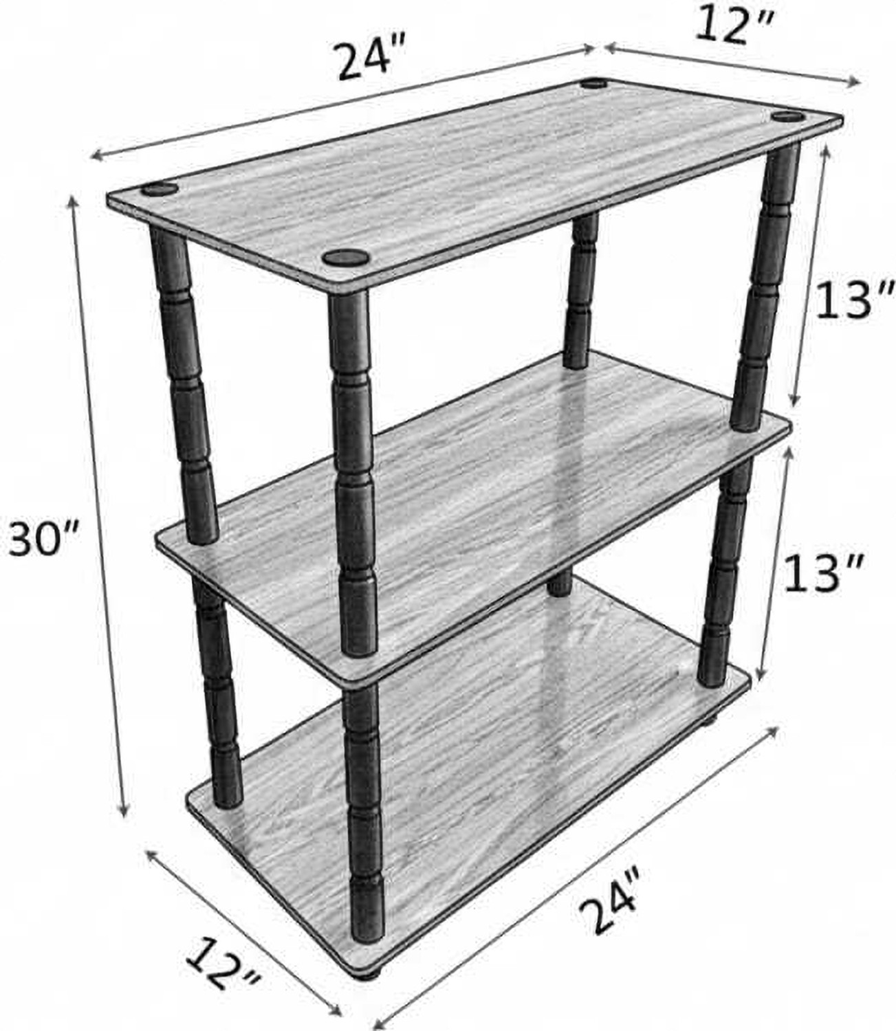 Image of APGgroup 3-Tier Wooden Shelf Unit | Wenge Finish Engineered Wood Side Table