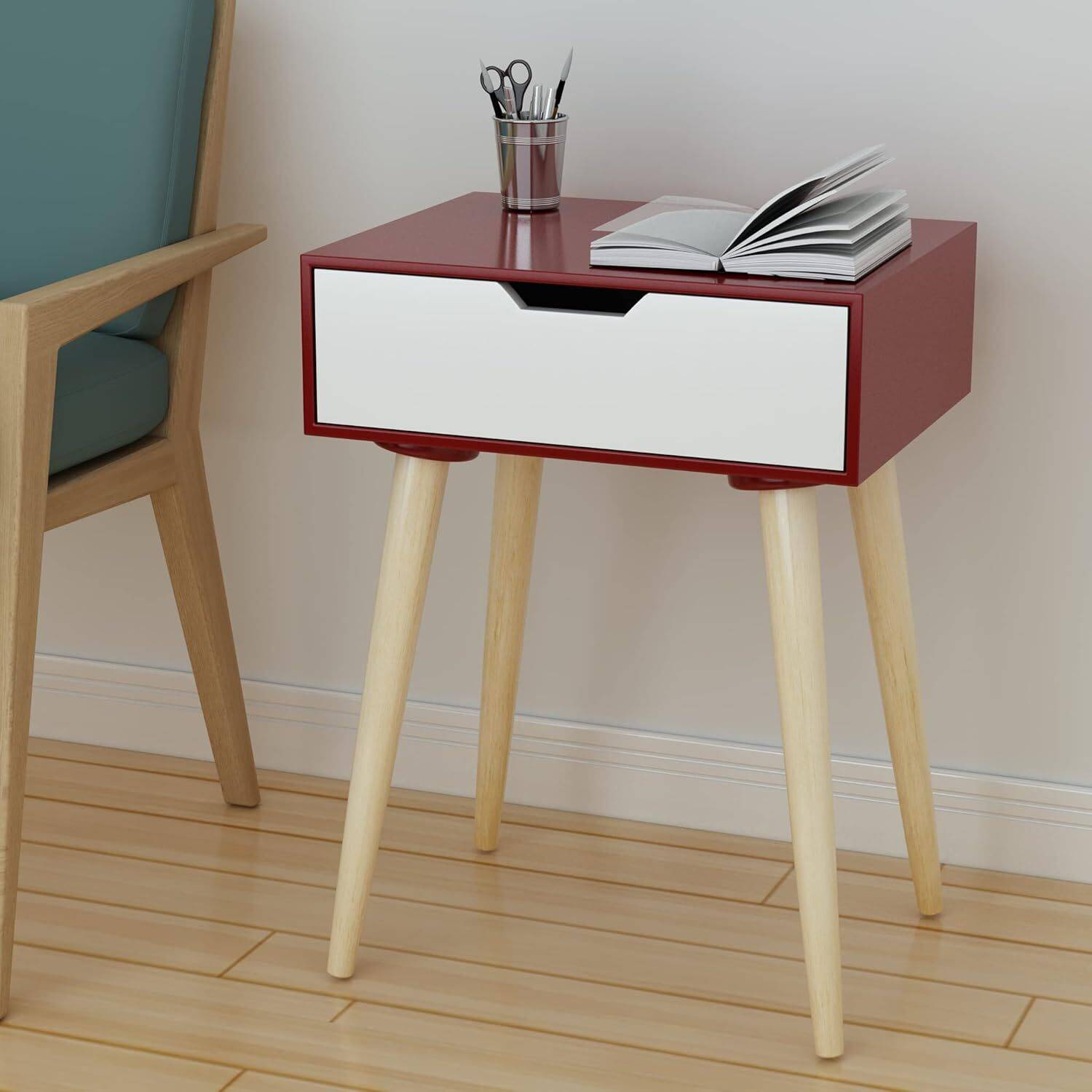 Device Bas with BROWN ART SHOPPEE Nightstands End Side Table with
