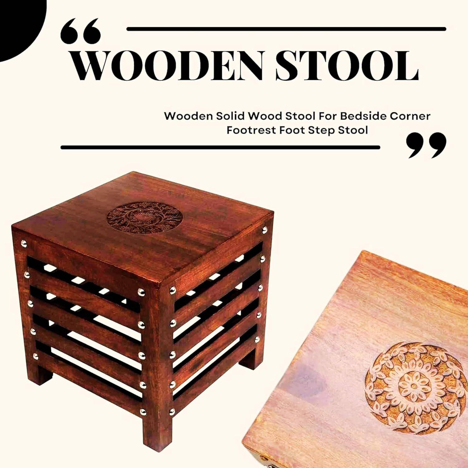 Artesia Solid Wood Hand Carved Side Table/ End Table Solid Wood Side Table