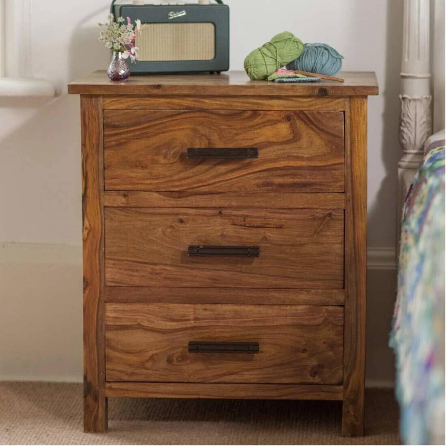 Mamata Wood Decor Sheesham Wood Bedside/End/ Side Table With Draw