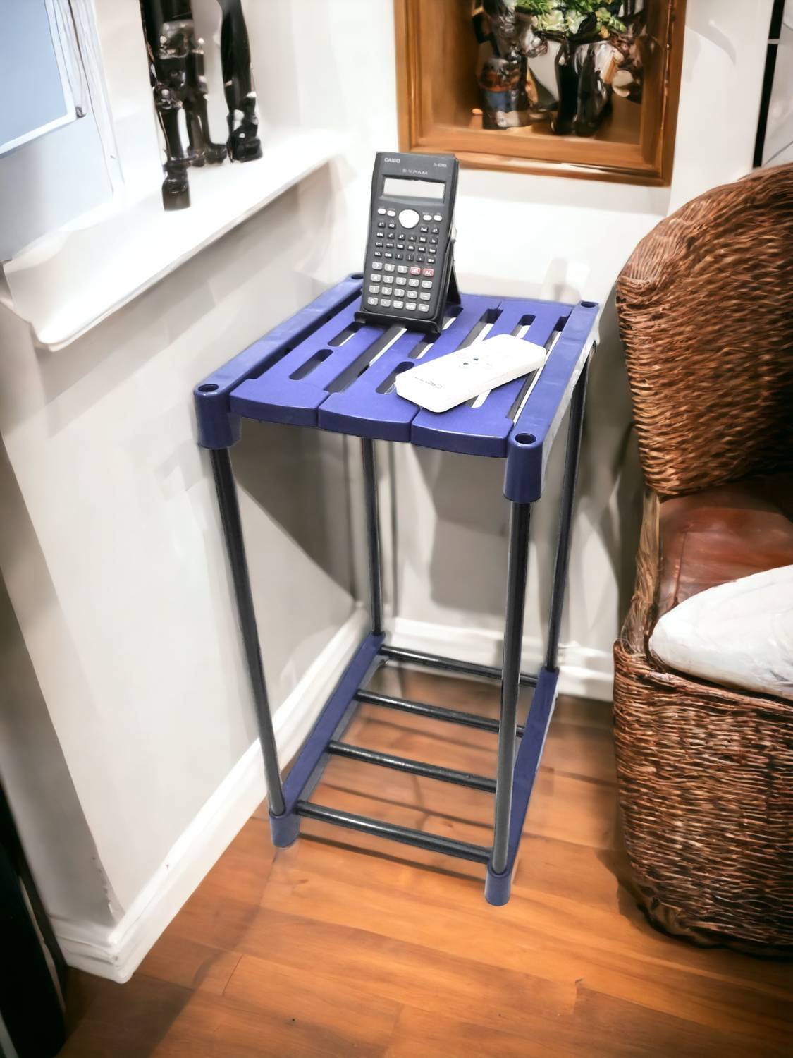 Novatic Metal Plastic Handmade Folding Bedside Stool, Magazine &