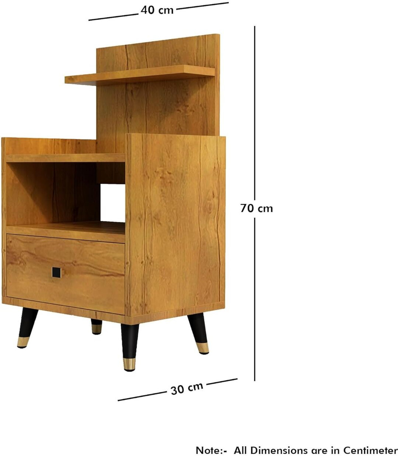 Image of Hexa Red Bed Side Table with 1-Drawer, Nightstand, Bedrooms, Storage Cabinet Engineered Wood Bedside Table