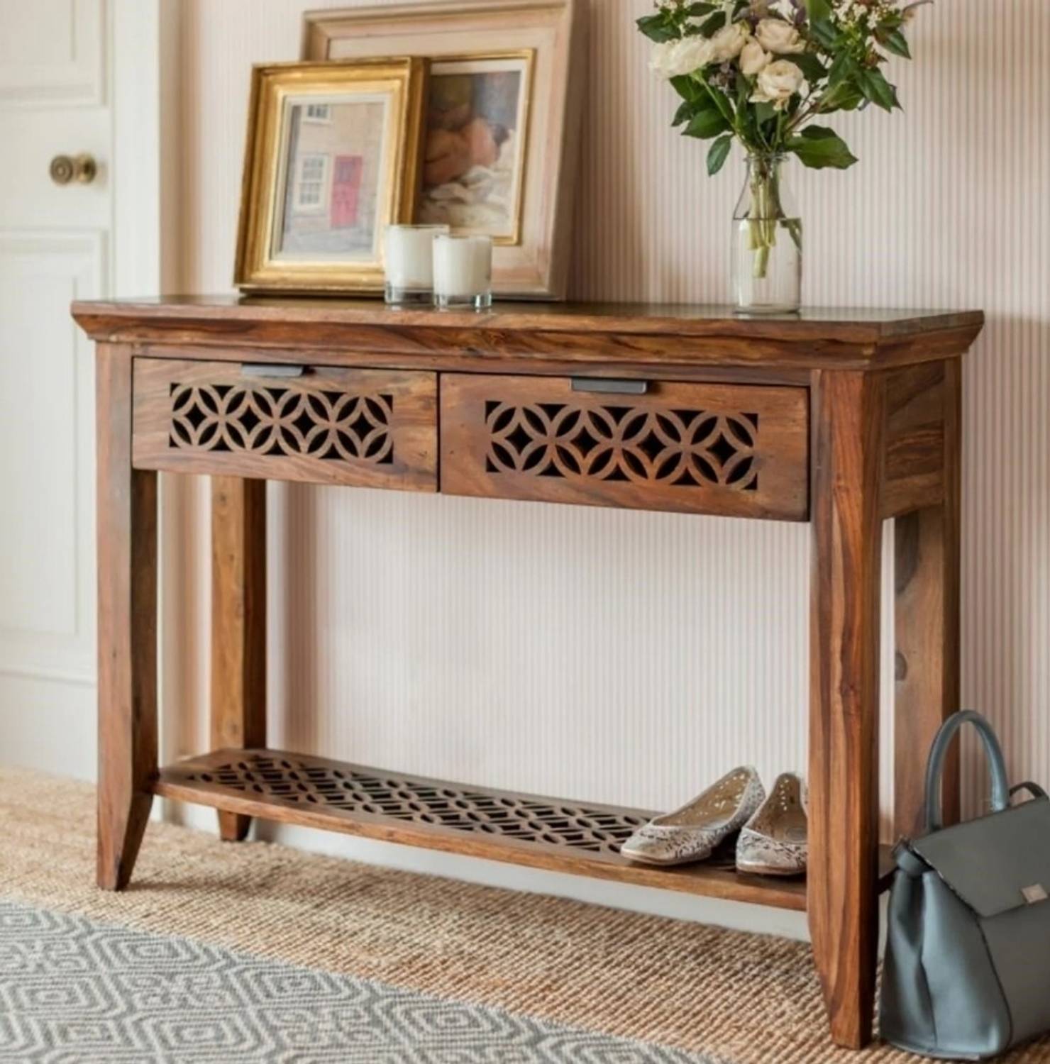 UNITEK FURNITURE Sheesham ( Rosewood ) 2 Drawer Storage for livin