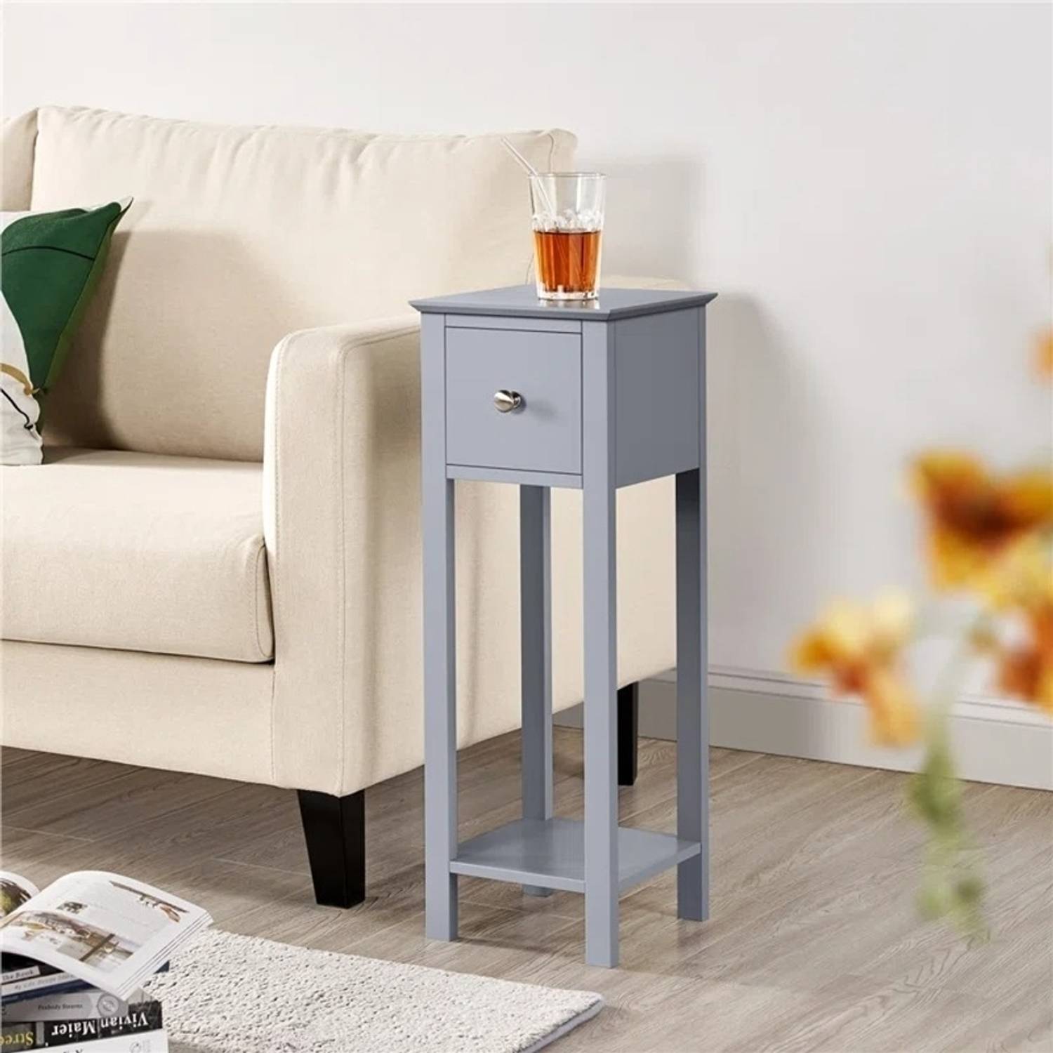 UNITEK FURNITURE Astapor Bedside Table With Drawer Storage End Ta