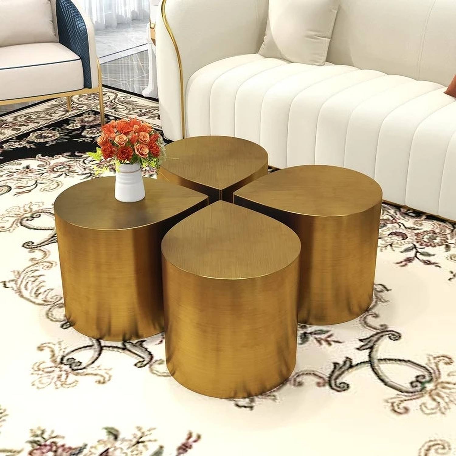 KDINTERIORS Engineered Wood Side Table (Finish Color - Golden, Pr