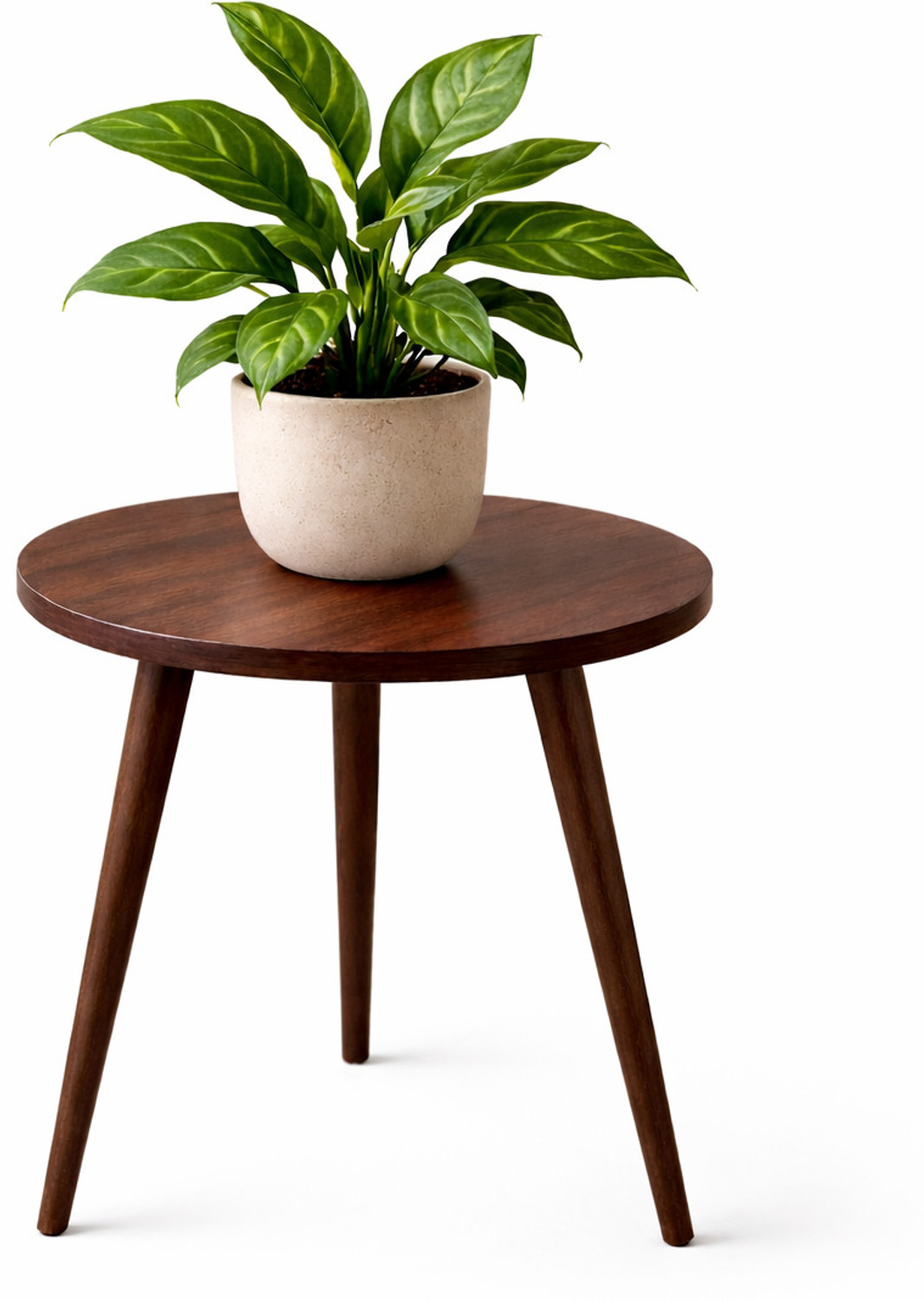 Image of INDCART Small Round End Table MIni Table Side TableFaux Marble Top Solid Wood Side Table Engineered Wood Bedside Table