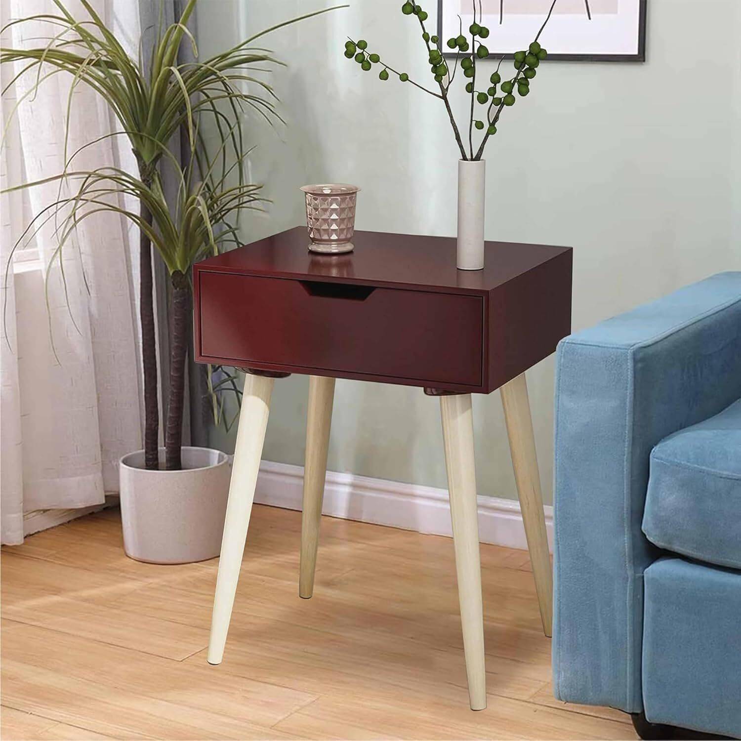 Device Bas with BROWN ART SHOPPEE Nightstands End Side Table with