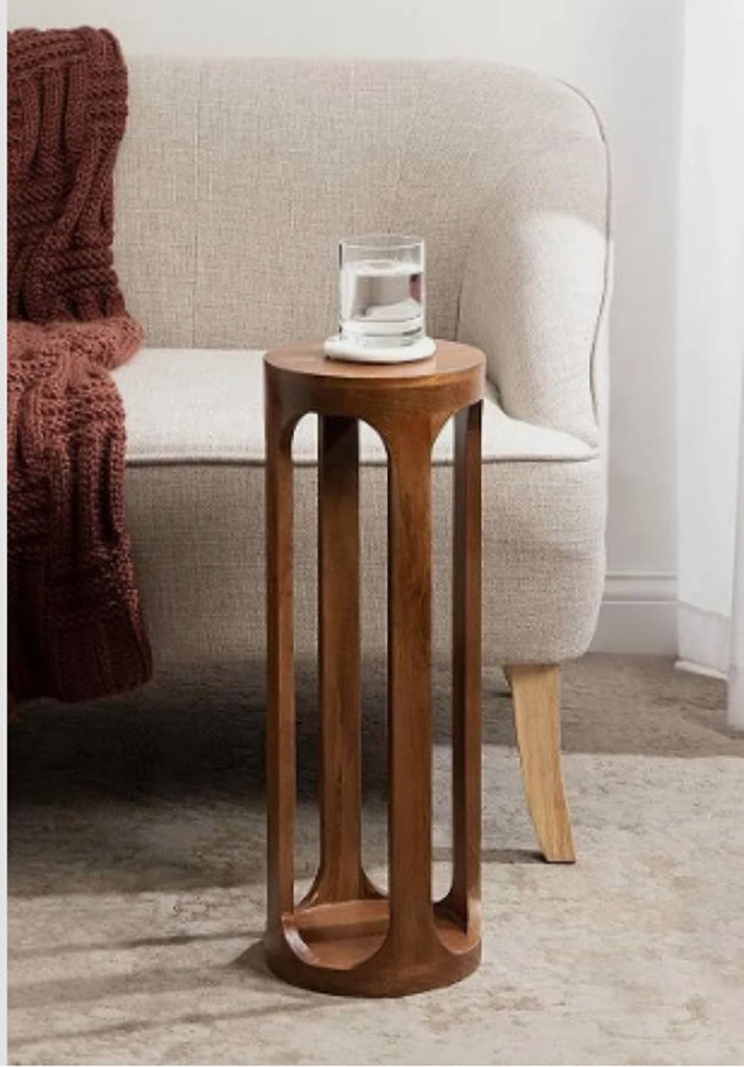 Mark Wood Round long side table Living Room Plant Stand or Small