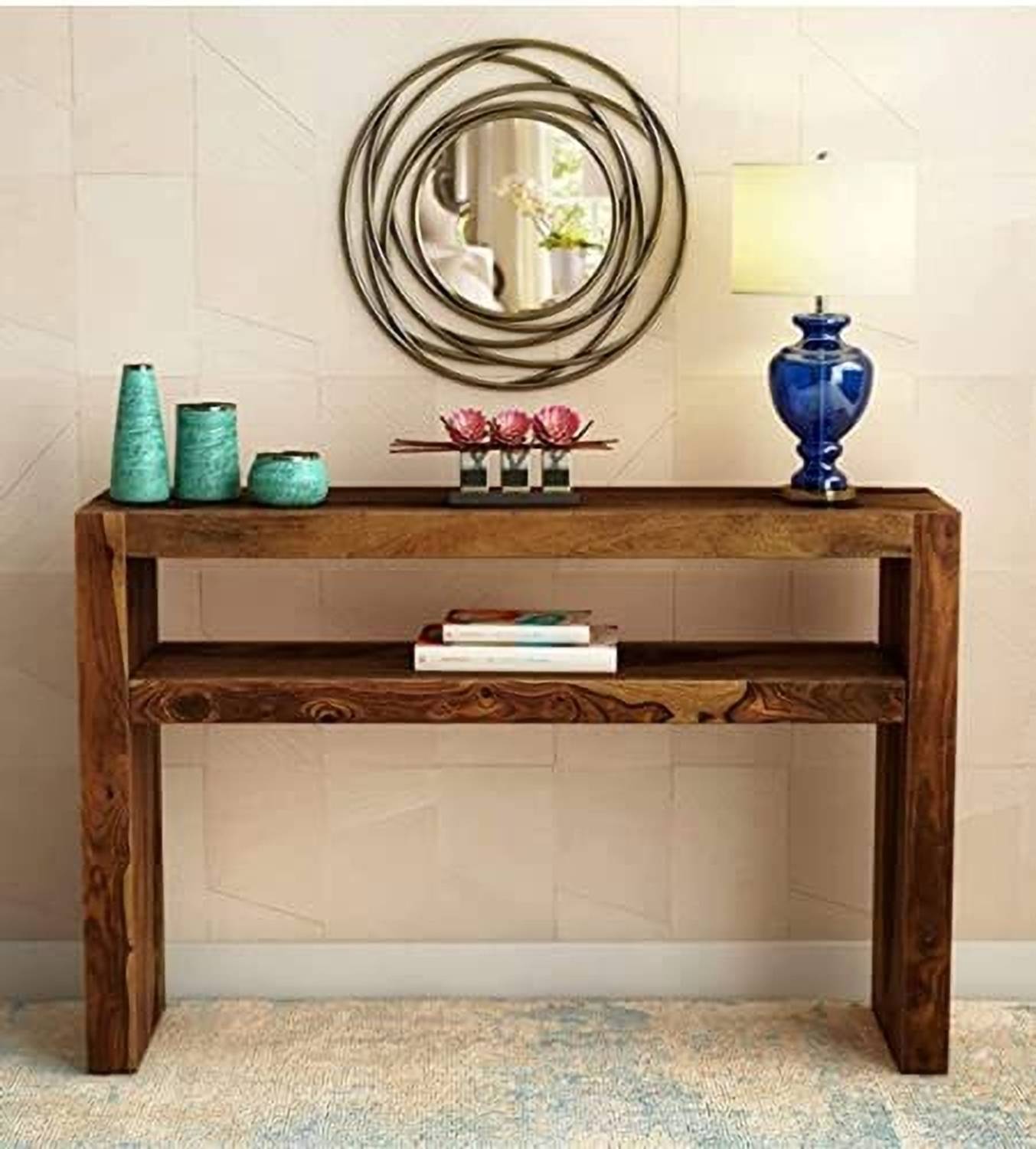 GAF Solid Wood Console Table (Finish Color - Teak Finish, Pre-ass