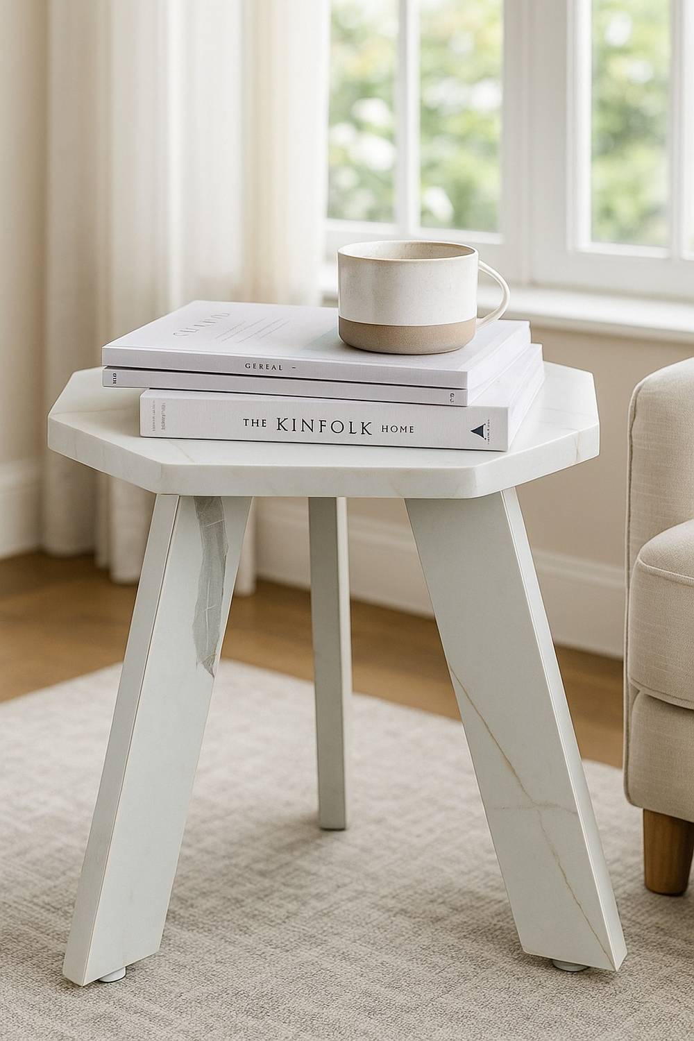 NE Furniture Engineered Wood End Table (Finish Color - White, DIY