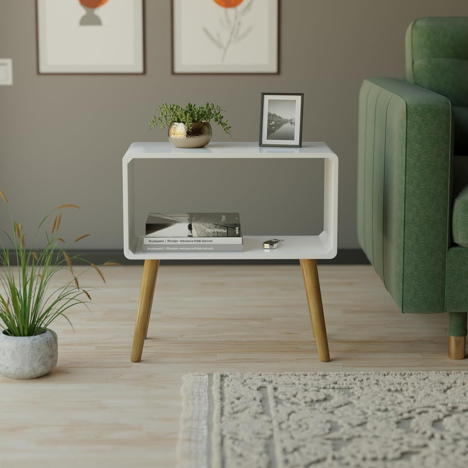 Image of Ereteken ART Wooden Nightstand, End Table, Bed Side Table for Small Spaces Engineered Wood Bedside Table