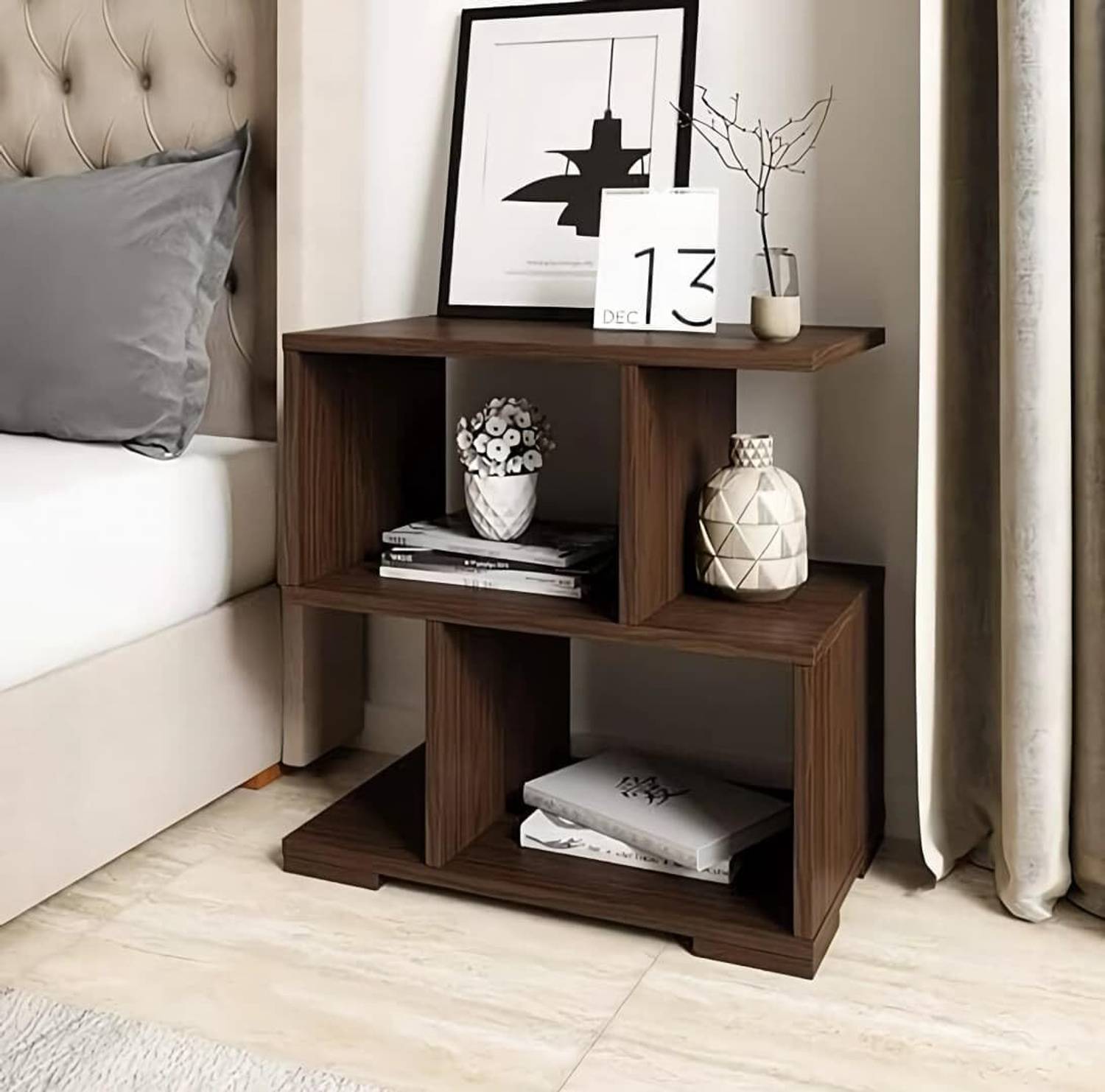 Furniture Cafe Engineered Wood Side Table (Finish Color - Brown,