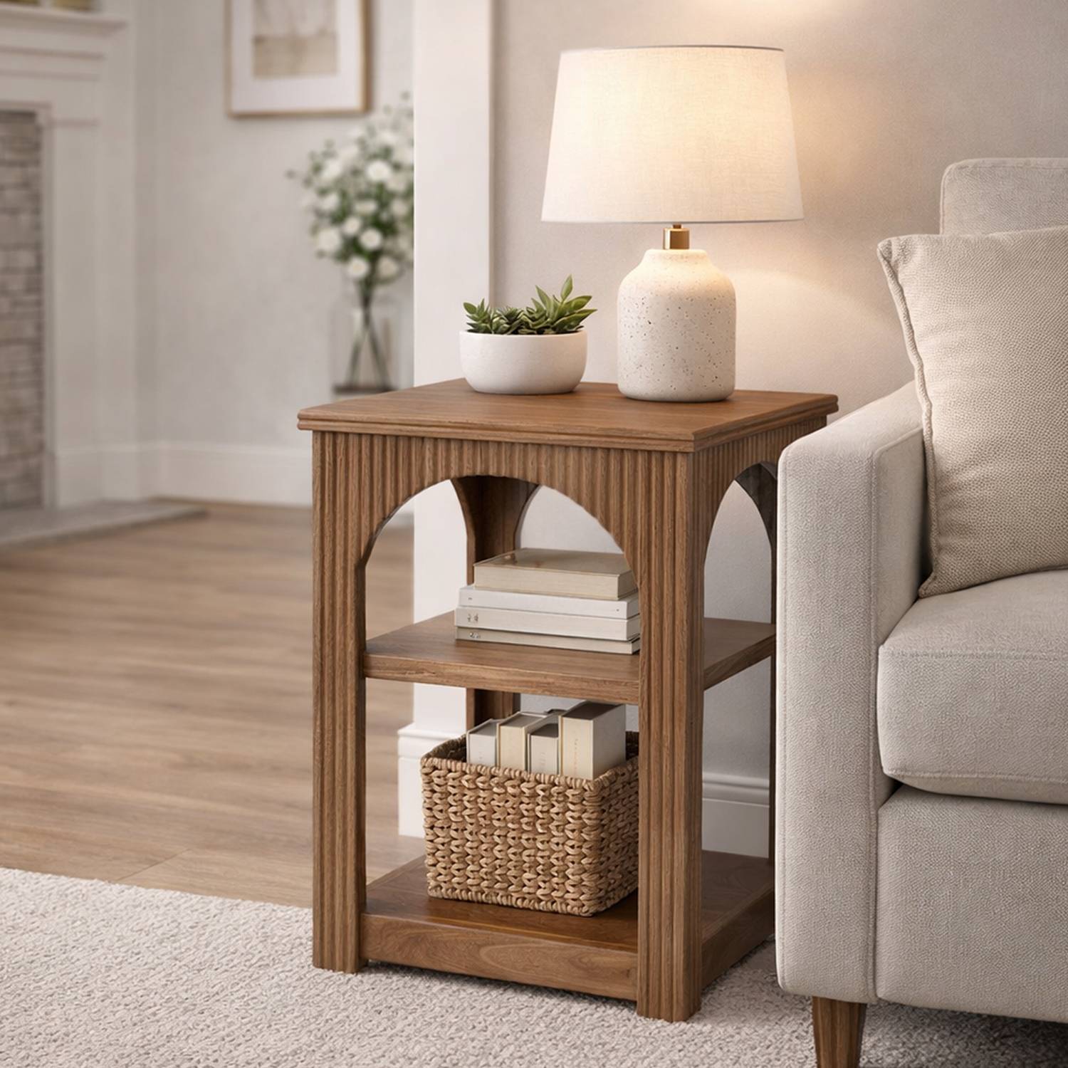 Olivenest Geelong Side Table Solid Wood Side Table (Finish Color