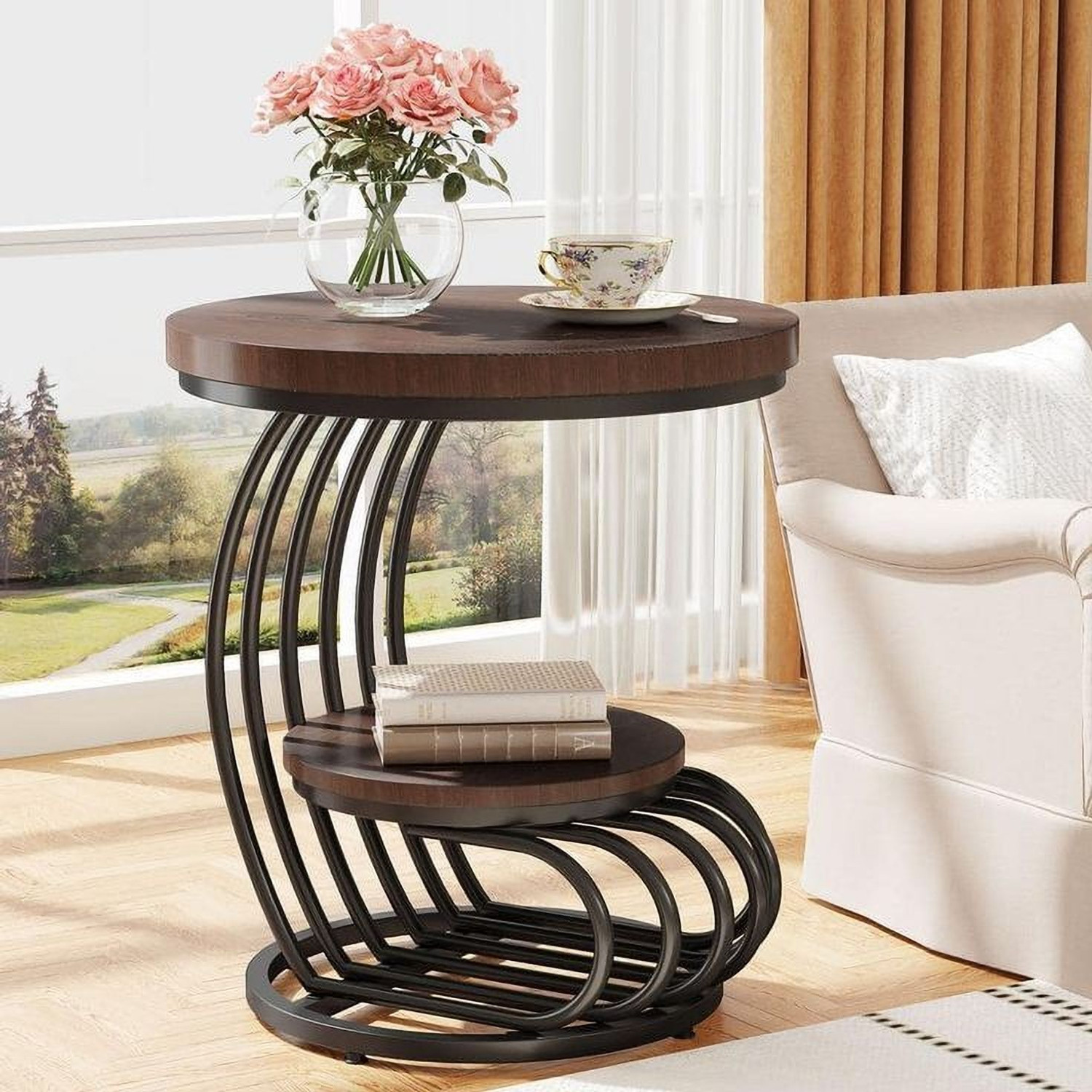 Image of Unique Arts Shoppee Unique Arts Gleaming Iron Haven: A Stylish Metal Side Table for Modern Spaces Metal Side Table
